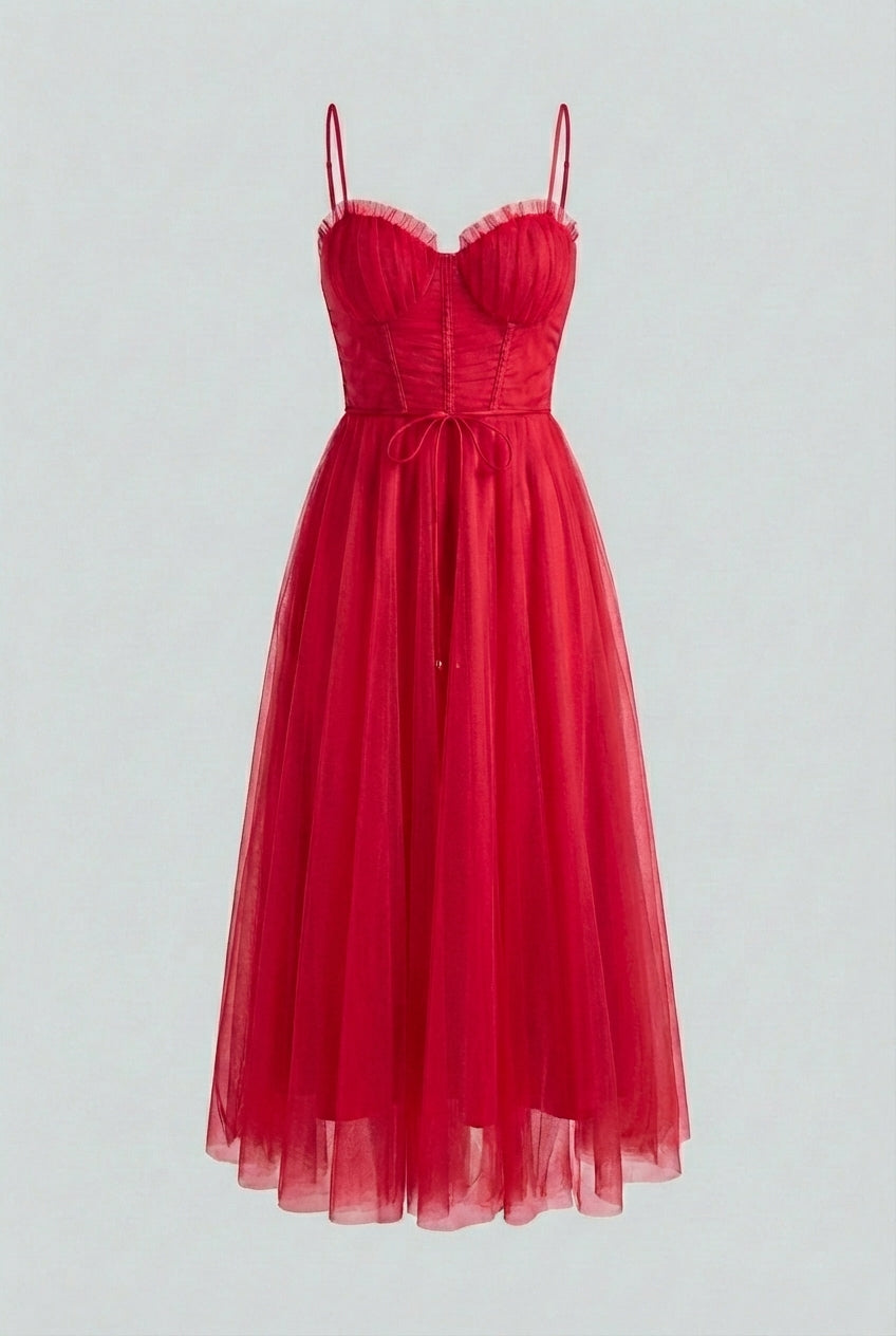 Women’s A-Line Red Midi Dress