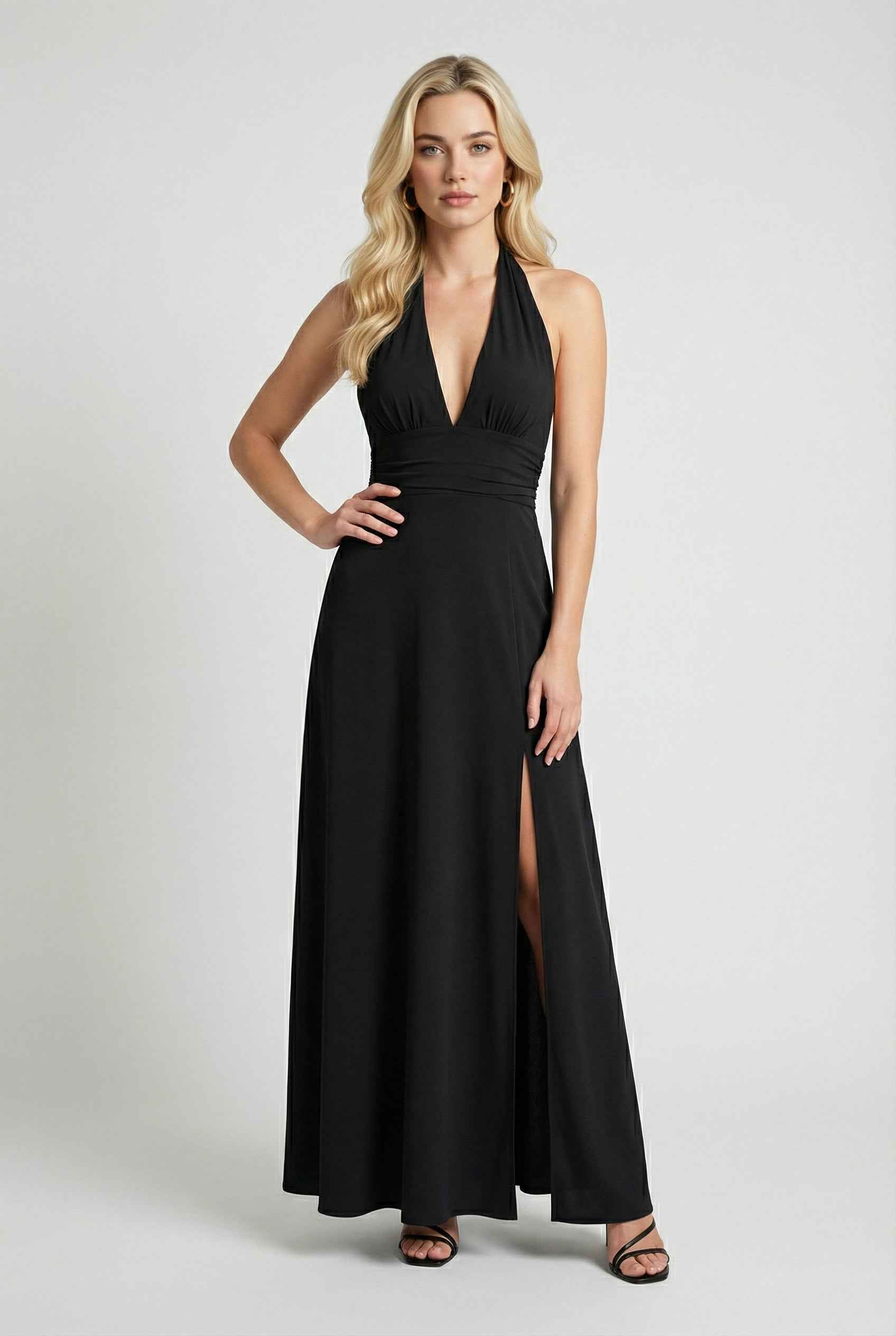 Women’s Black Halter Neck Maxi Dress