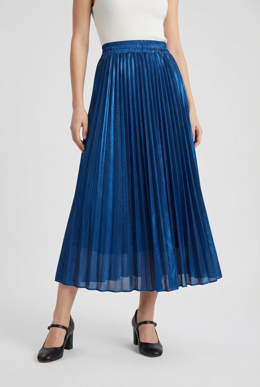 Women's Blue Pleated Skirt