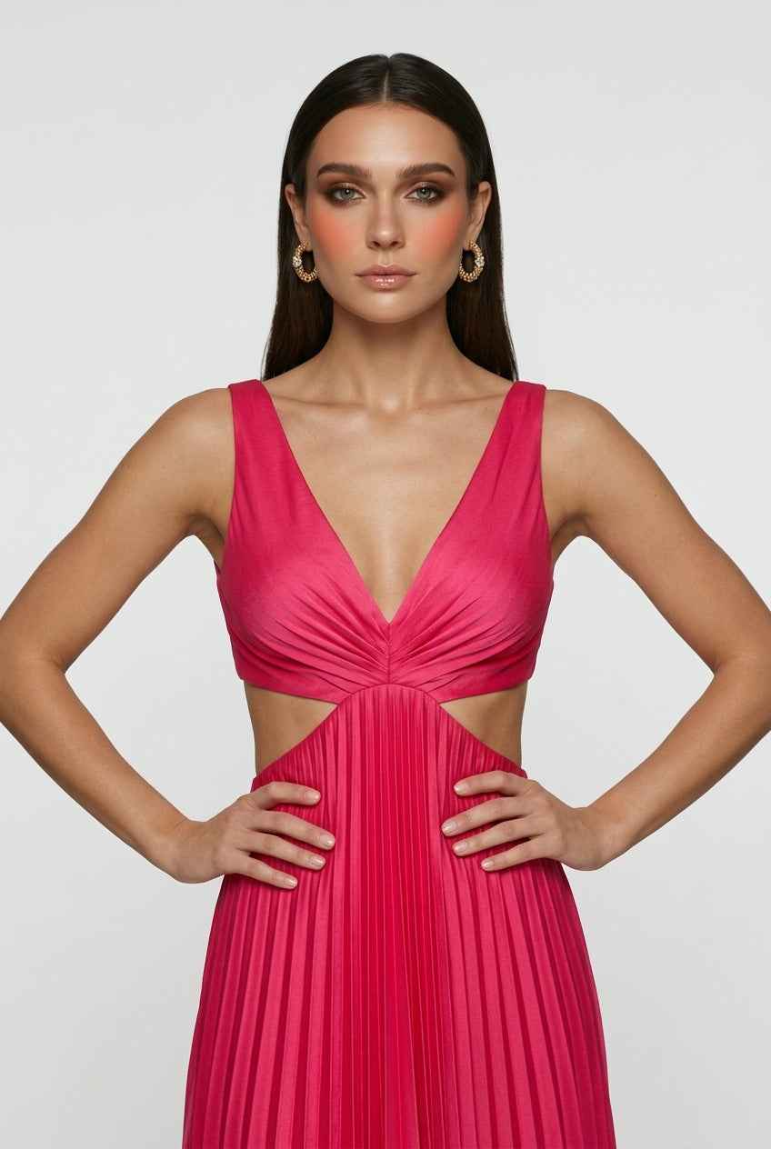 Women’s Blush Pink Pleated Dress – Feminine Flow for Special Moments