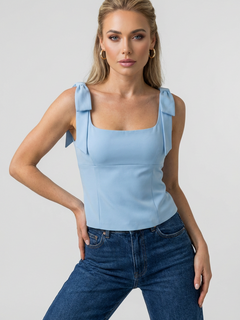 Women's Cami Top with Bow in Blue - Slim Style