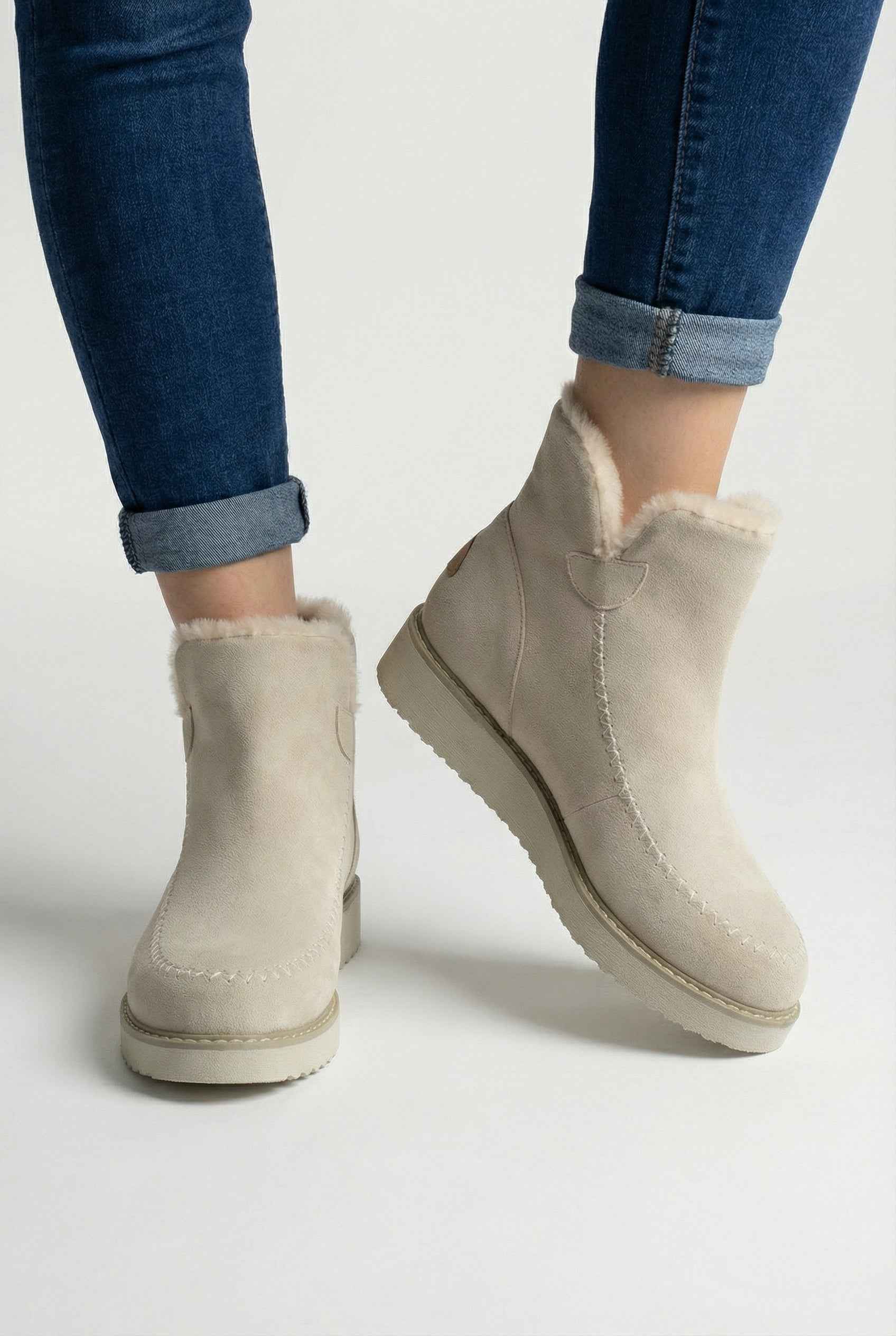 Women’s Elegant Beige Winter Ankle Boots