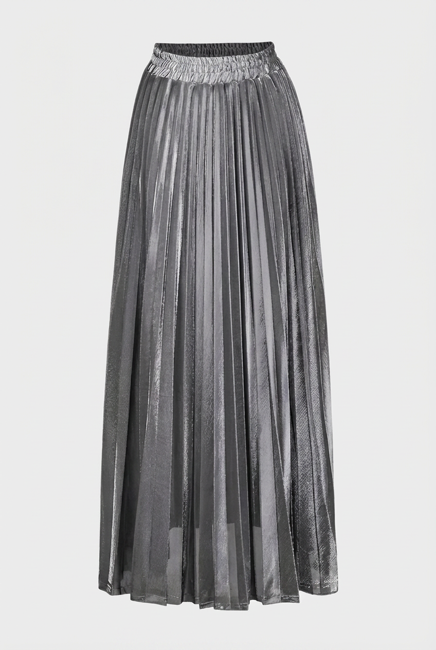 Women's Gray Pleated Skirt
