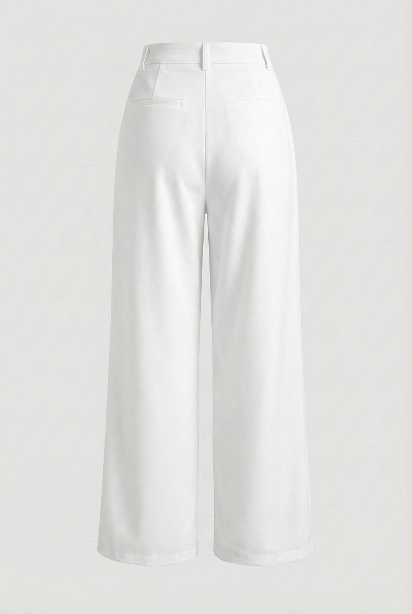 Women's High-Waisted White Pleated Pants