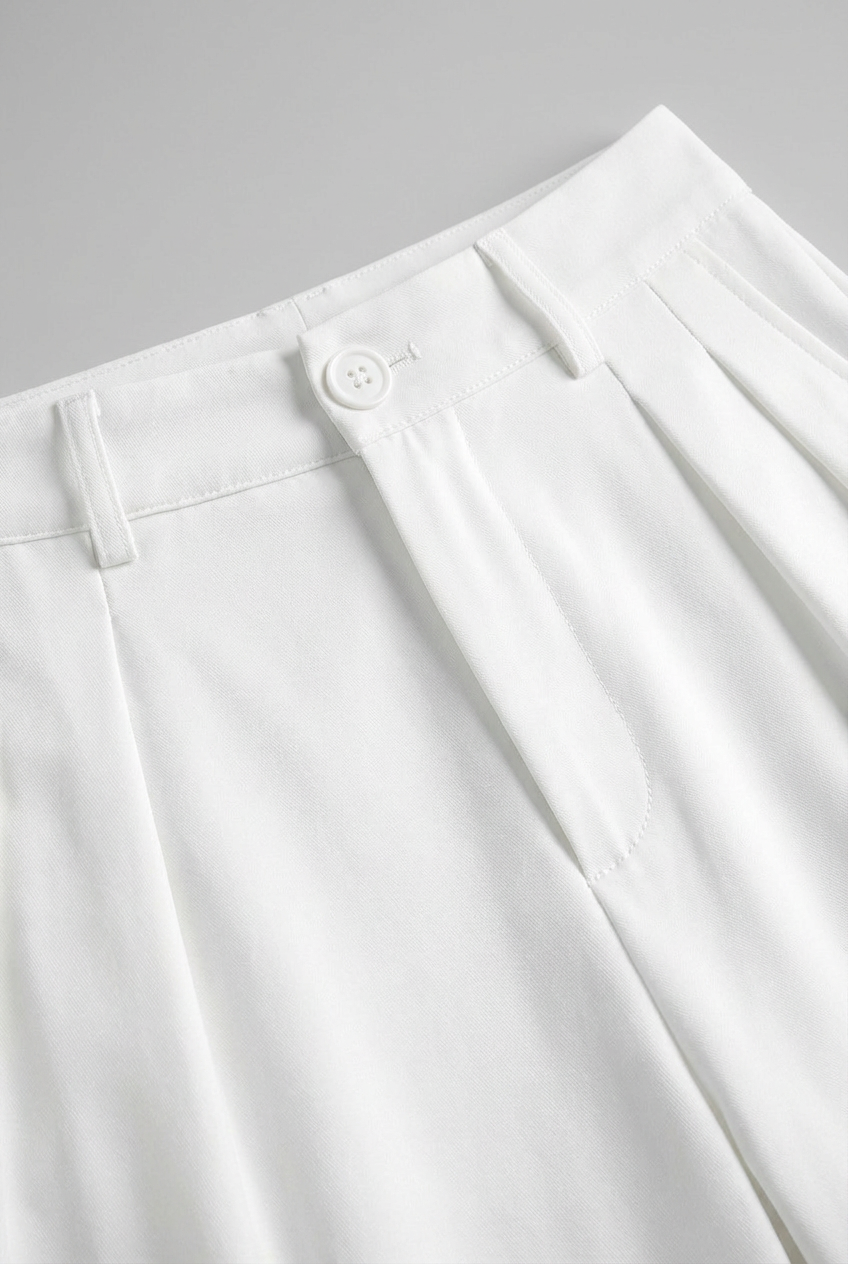 Women's High-Waisted White Pleated Pants