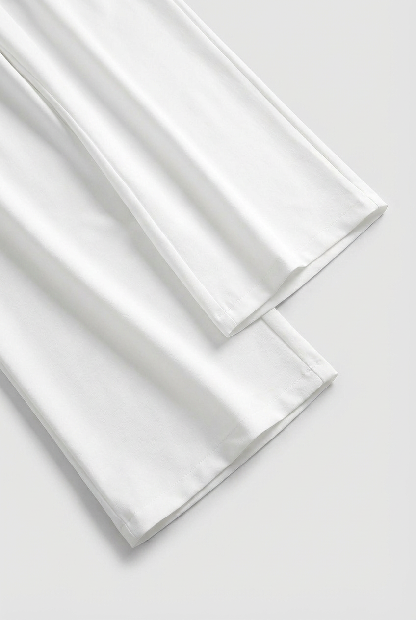 Women's High-Waisted White Pleated Pants