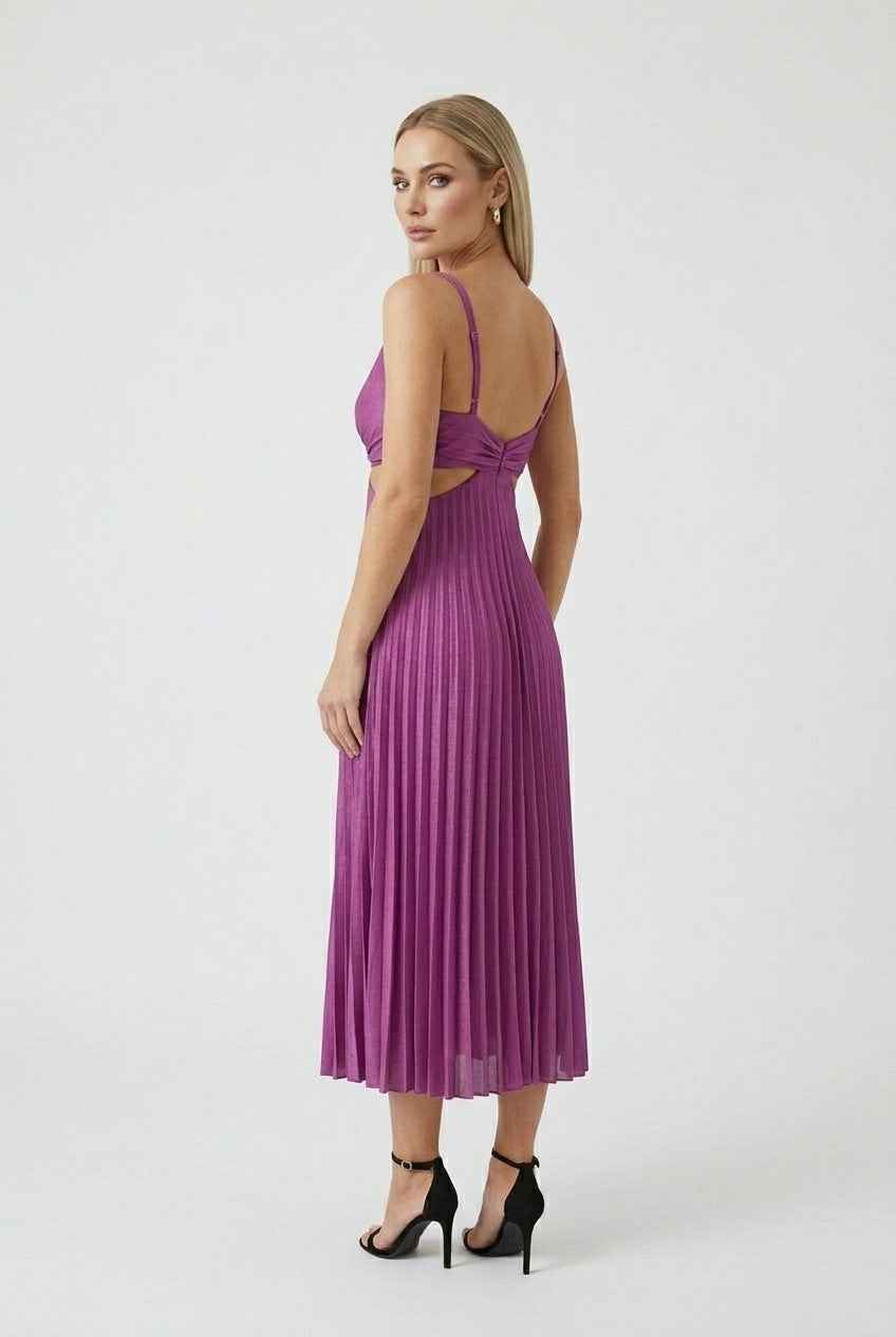Women’s Luxe Purple Pleated Dress – Graceful Statement for Special Moments
