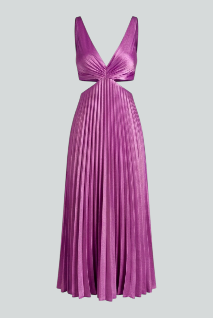Women’s Luxe Purple Pleated Dress – Graceful Statement for Special Moments