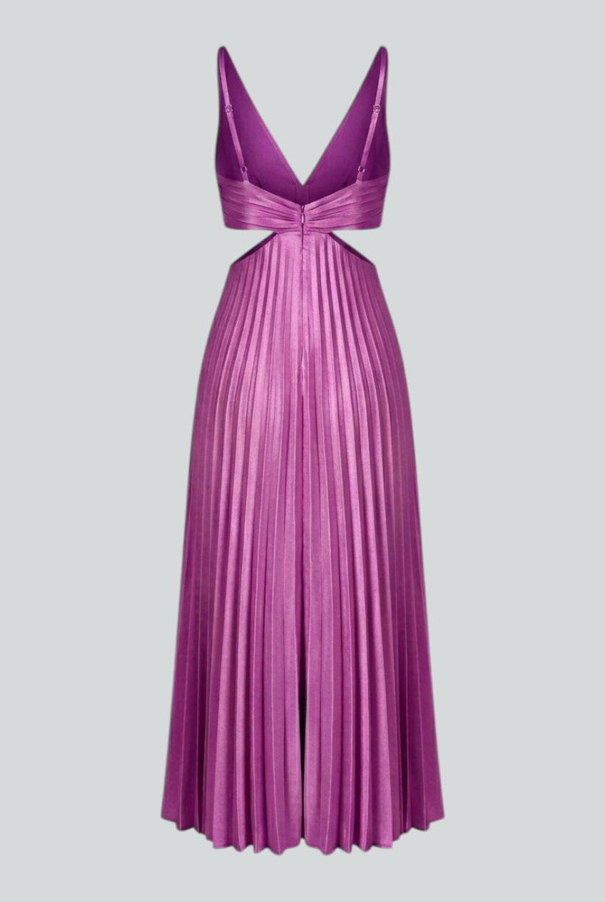 Women’s Luxe Purple Pleated Dress – Graceful Statement for Special Moments
