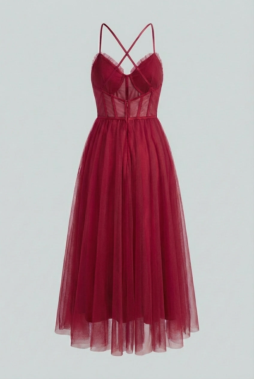 Women’s Wine Red Midi Dress