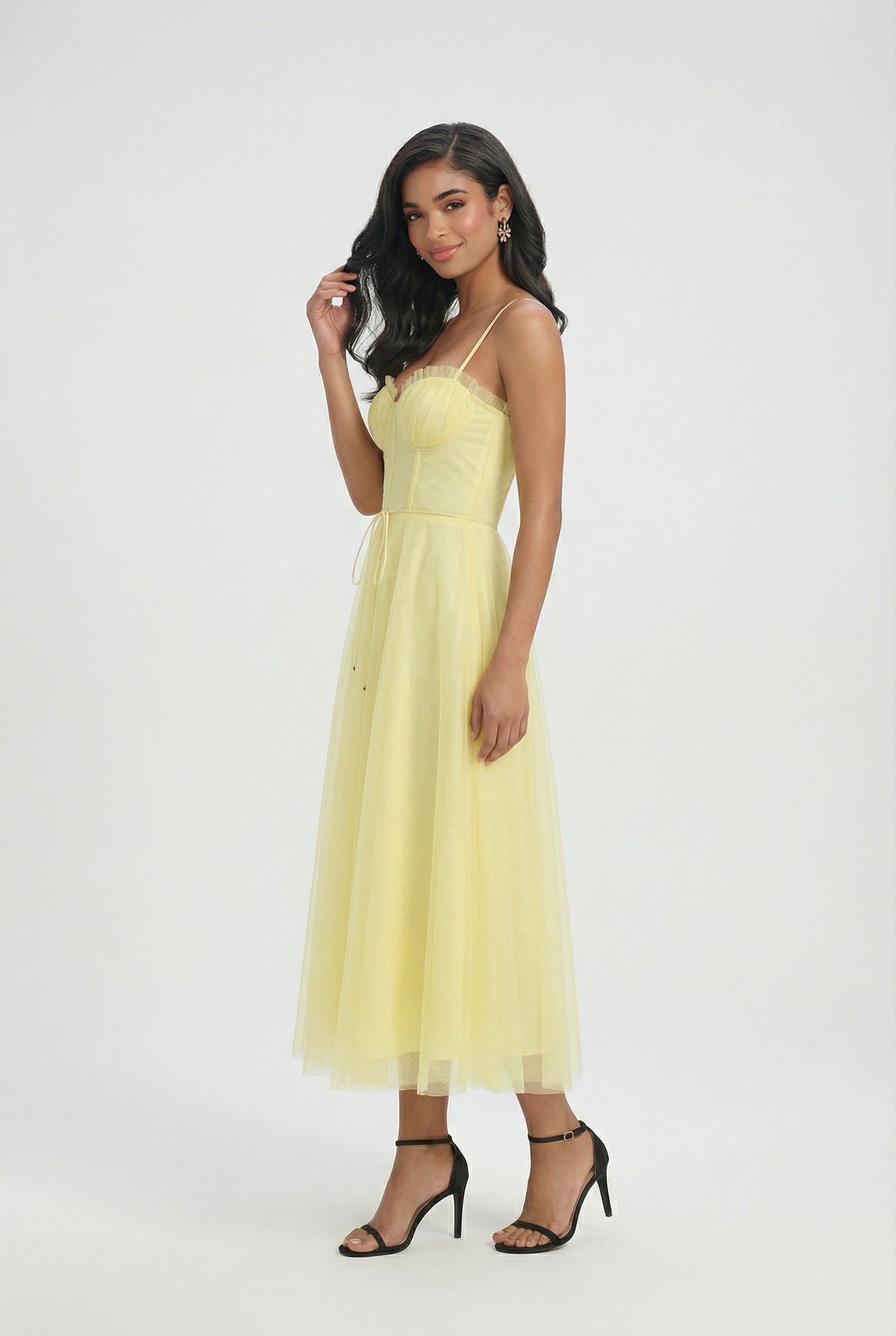 Women’s Yellow Formal Midi Dress