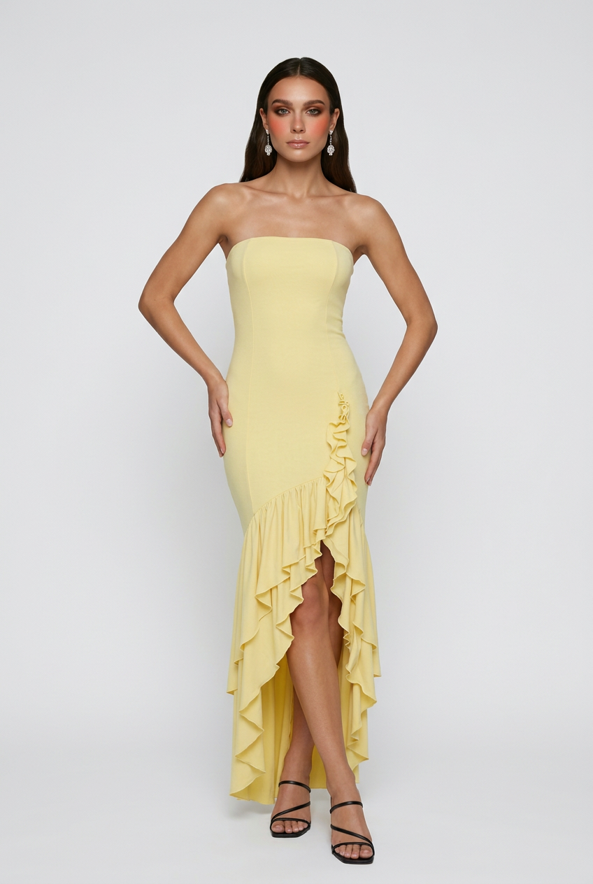 Women’s Dresses : Yellow Tube Dress for Women – Bright Beach Vacation Dress in van Vanda Liamo