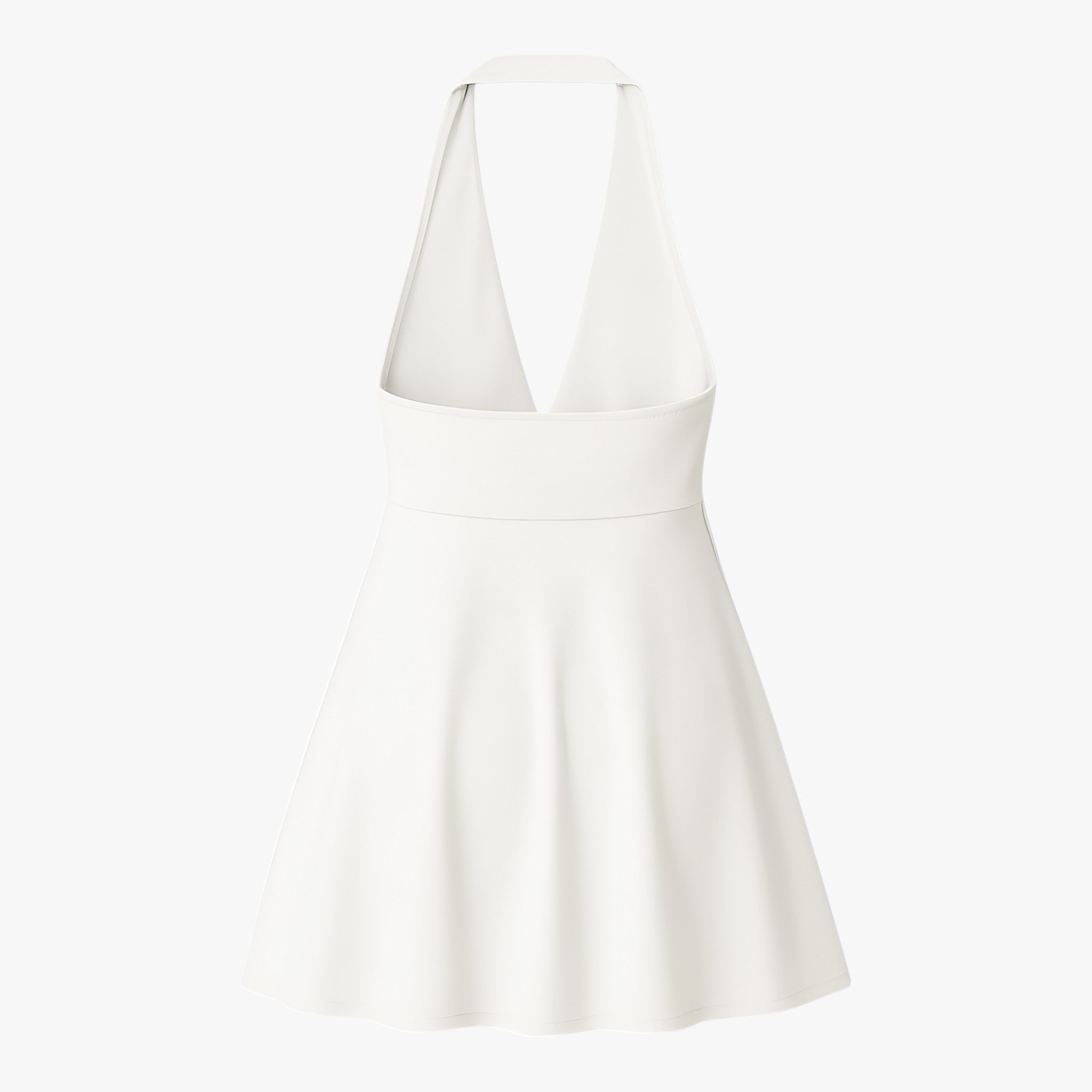 Damesjurken : Maria | Zomerjurk Dames Halter Rugloos Mini Dress - Wit in van Vanda Liamo