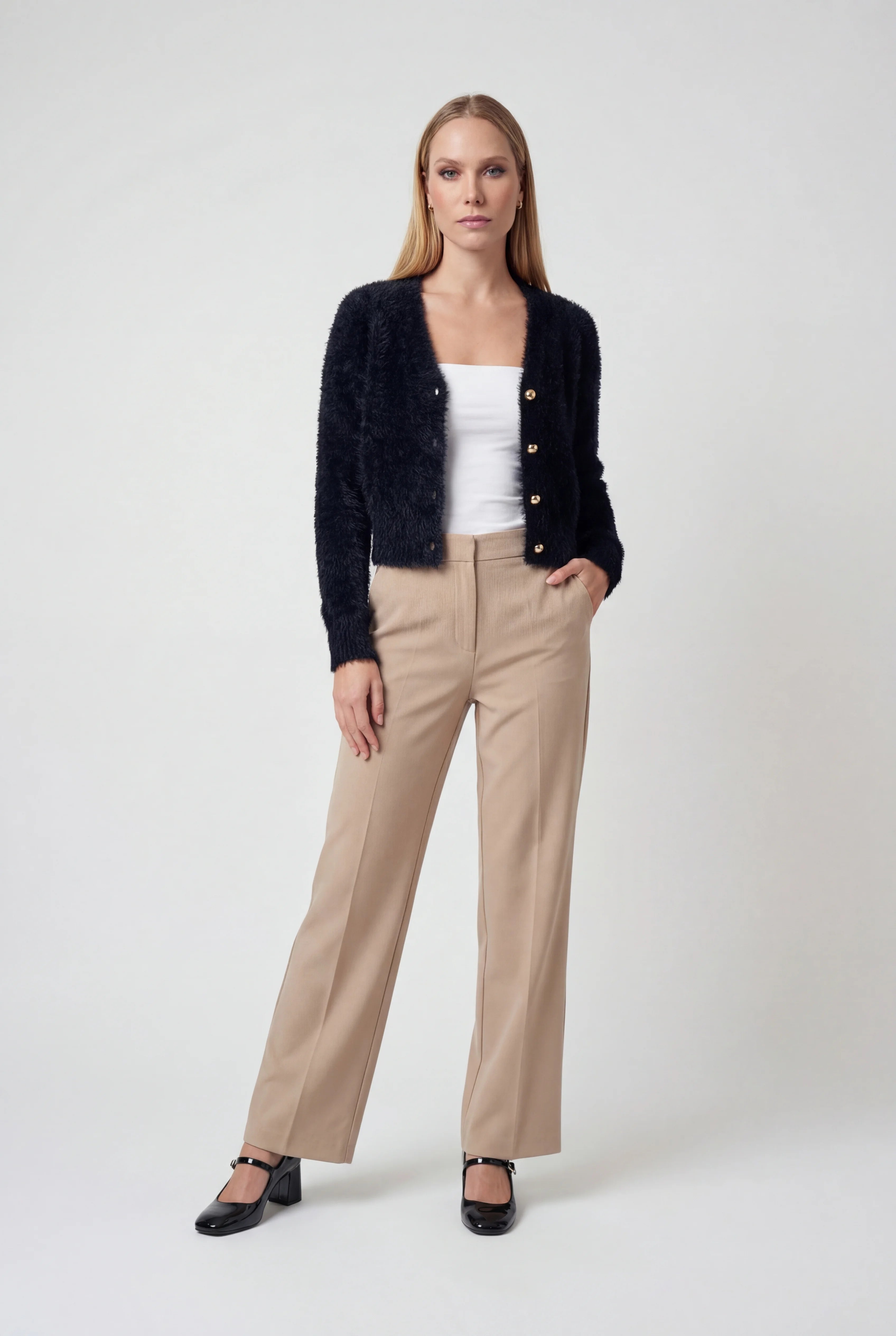 Women's Black V-Neck Cardigan