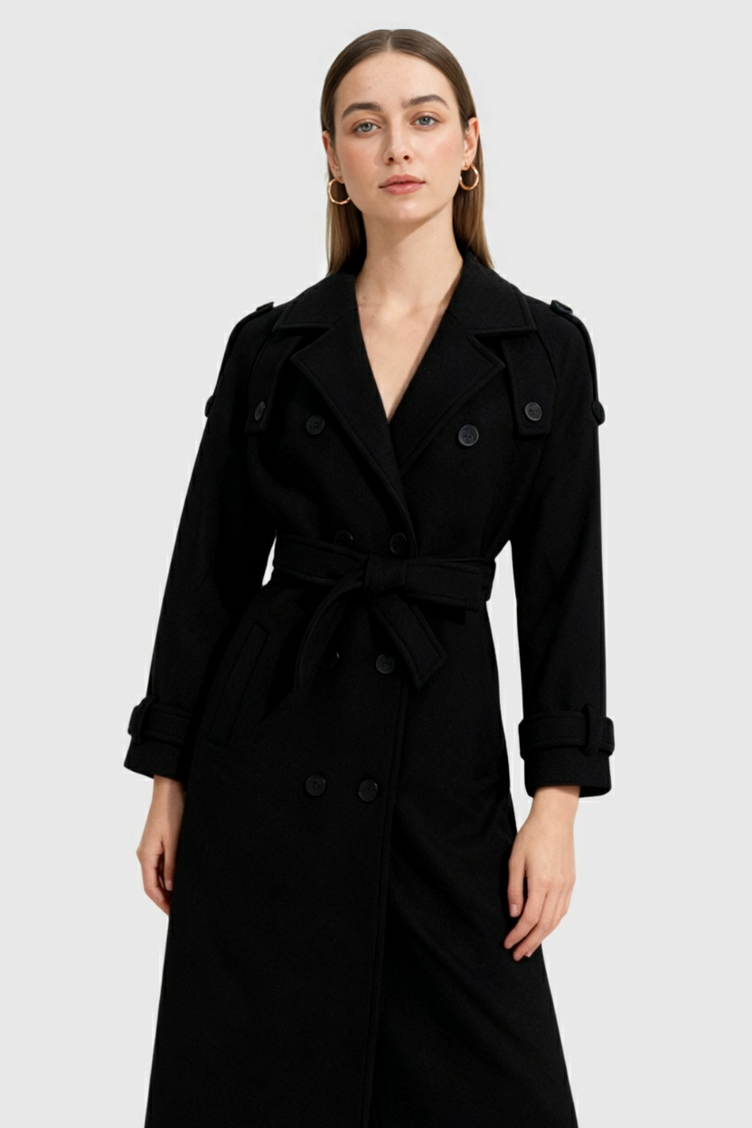 Zwarte Lange Trenchcoat