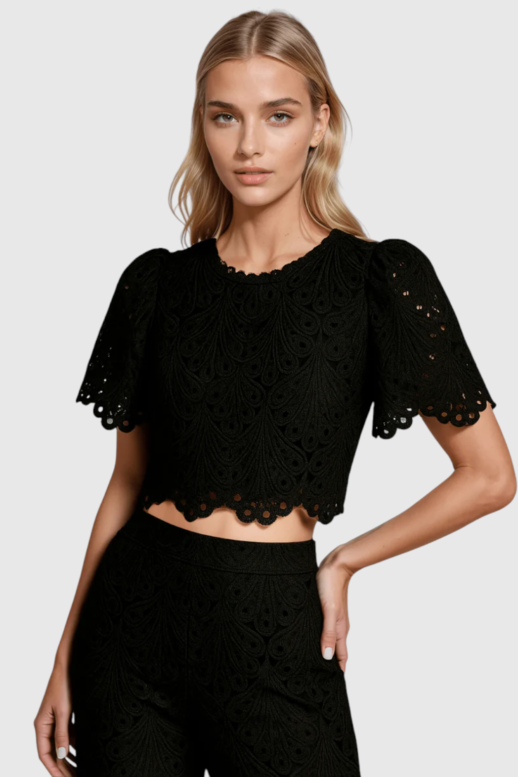 Dames Tweedelig Set Zwart - Elegante Stijl