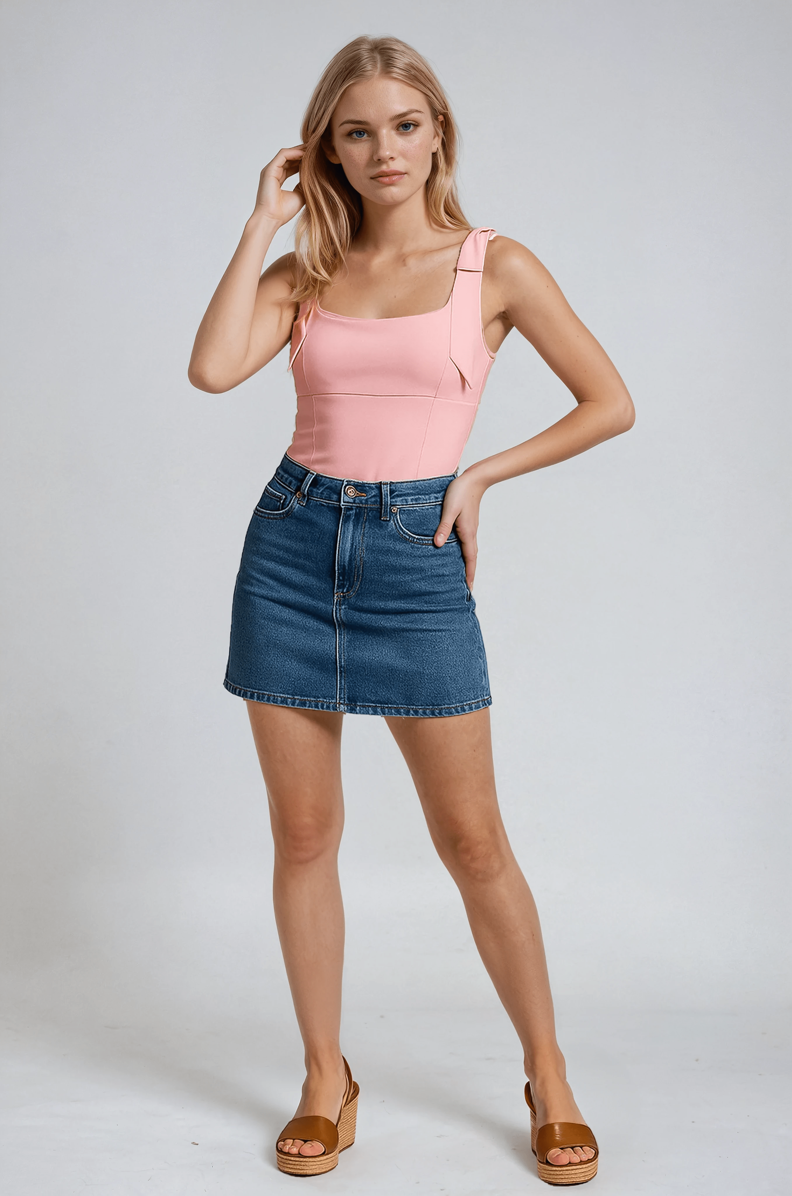 Dames Tops : Amelie Vrouwen Cami Top - Slanke Strik in Roze in van Vanda Liamo