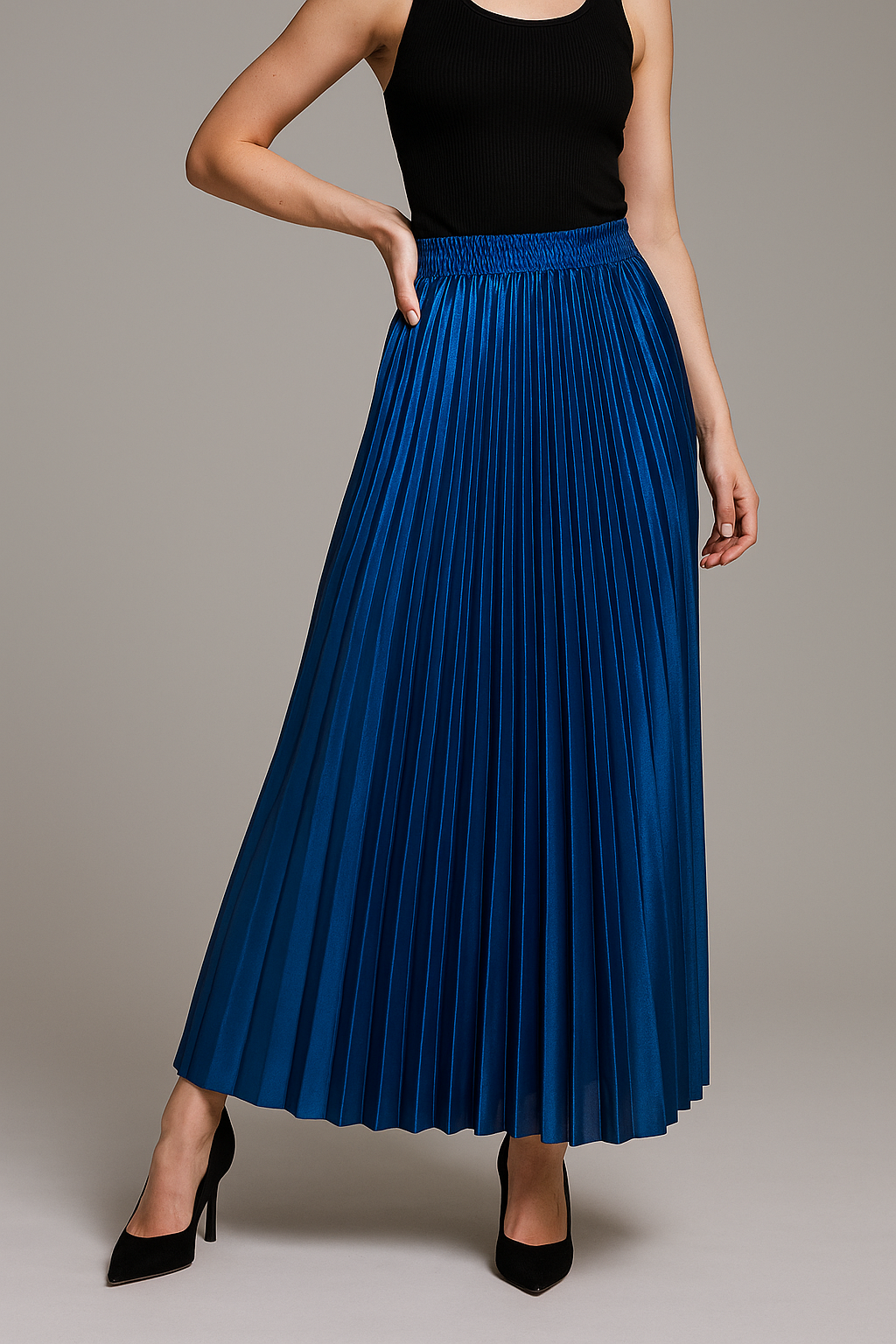 Damesrokken : Vrouwen Plissé Rok Blauw - Elegante Lange Rok voor Elke Gelegenheid in van Vanda Liamo