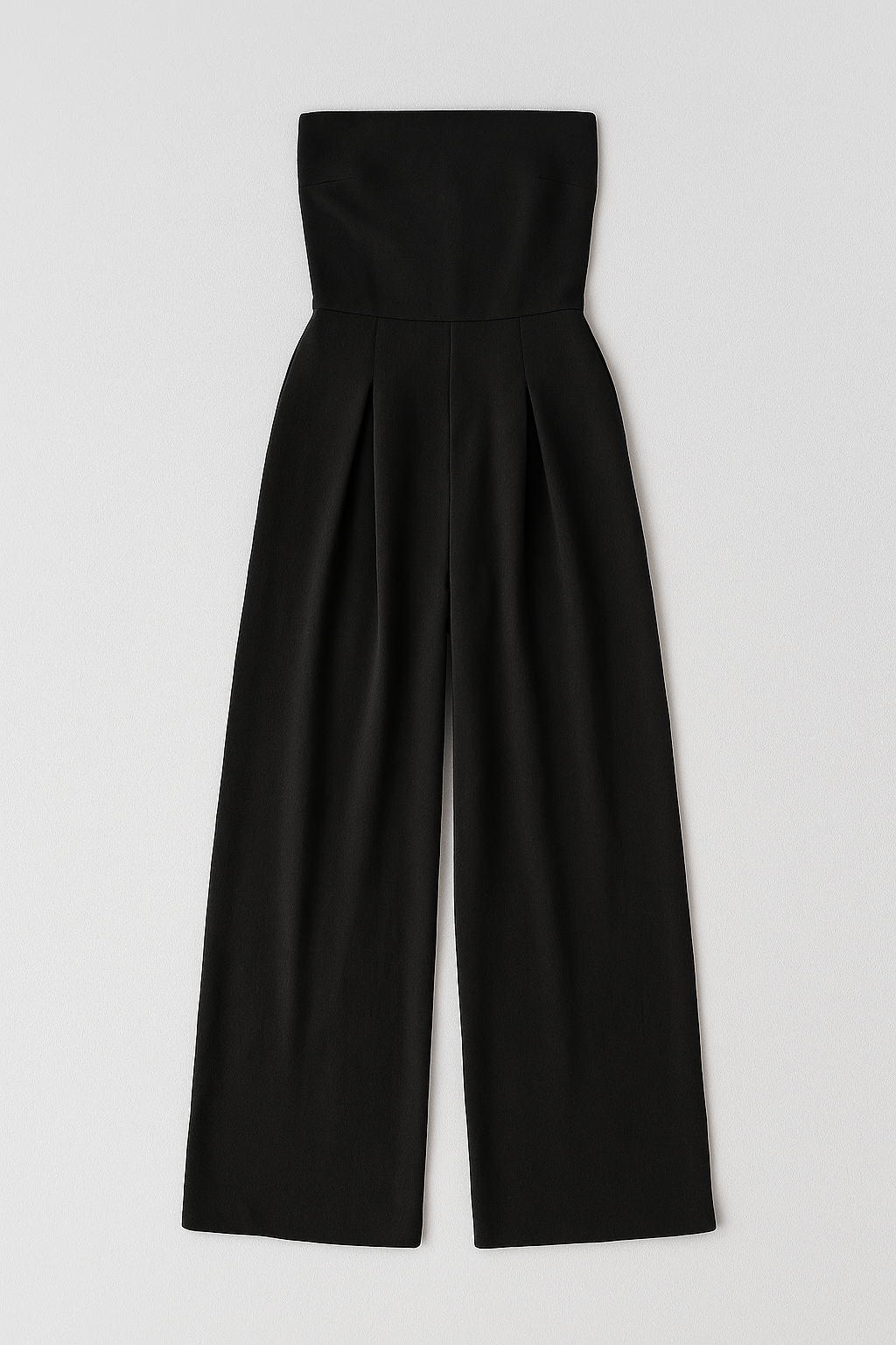 Dames Jumpsuits & Rompers : Strapless Jumpsuit met Wijde Pijpen – Tijdloze Elegantie in Zwart in Zwart van Vanda Liamo