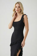 Black Sexy Maxi Dress for Women - Backless High Slit Night Out Gown