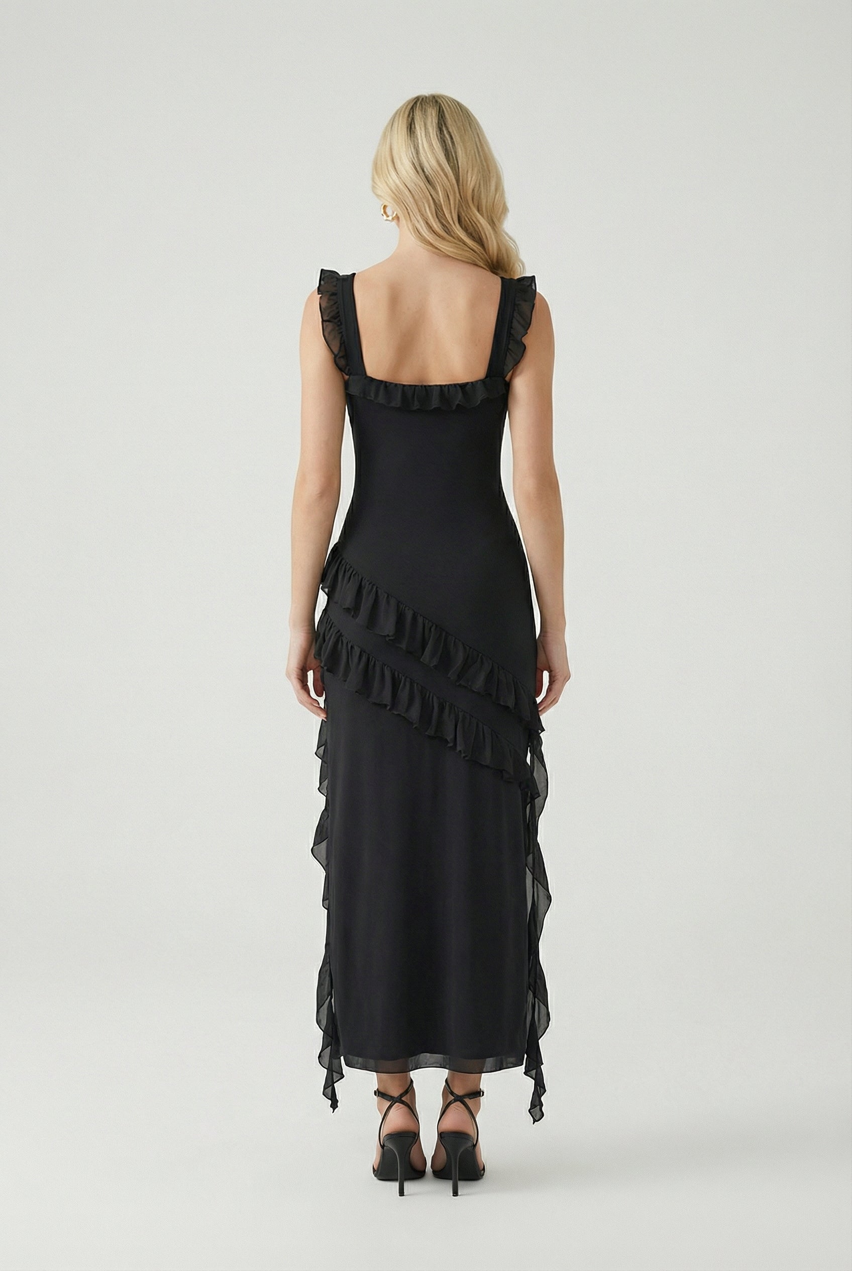 Black Sexy Maxi Dress for Women – Backless High Slit Elegant Night Out Gown