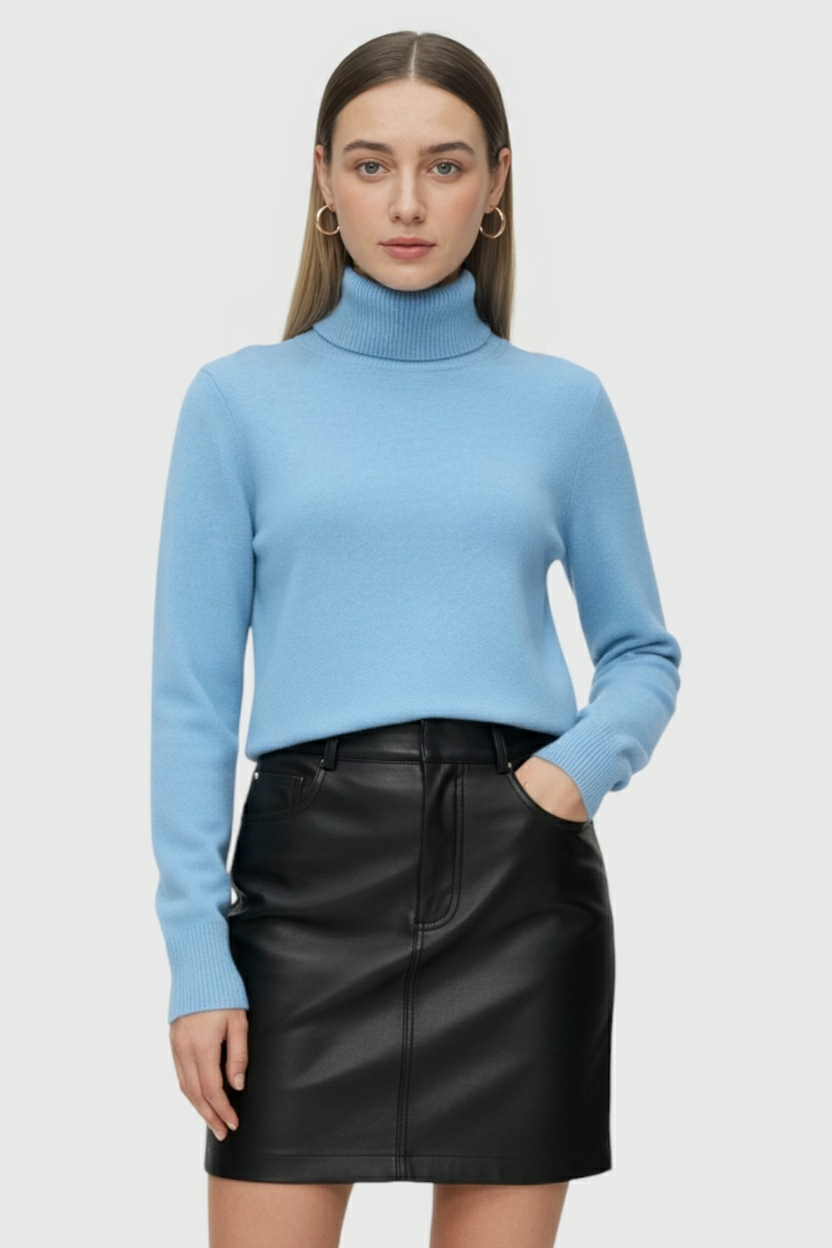 Blauw Fleece Gevoerde Thermische Coltrui