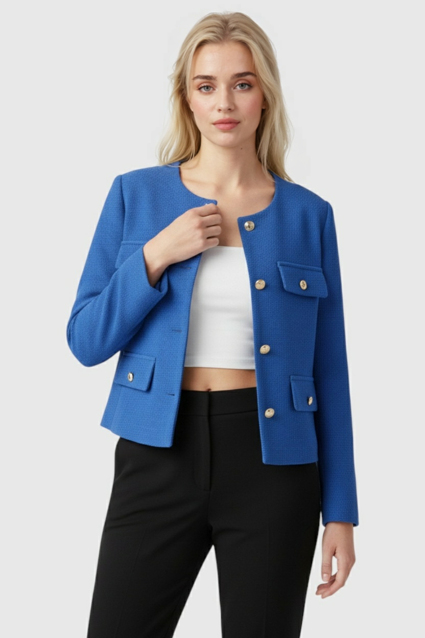 Blauw Wintershortjack voor Dames