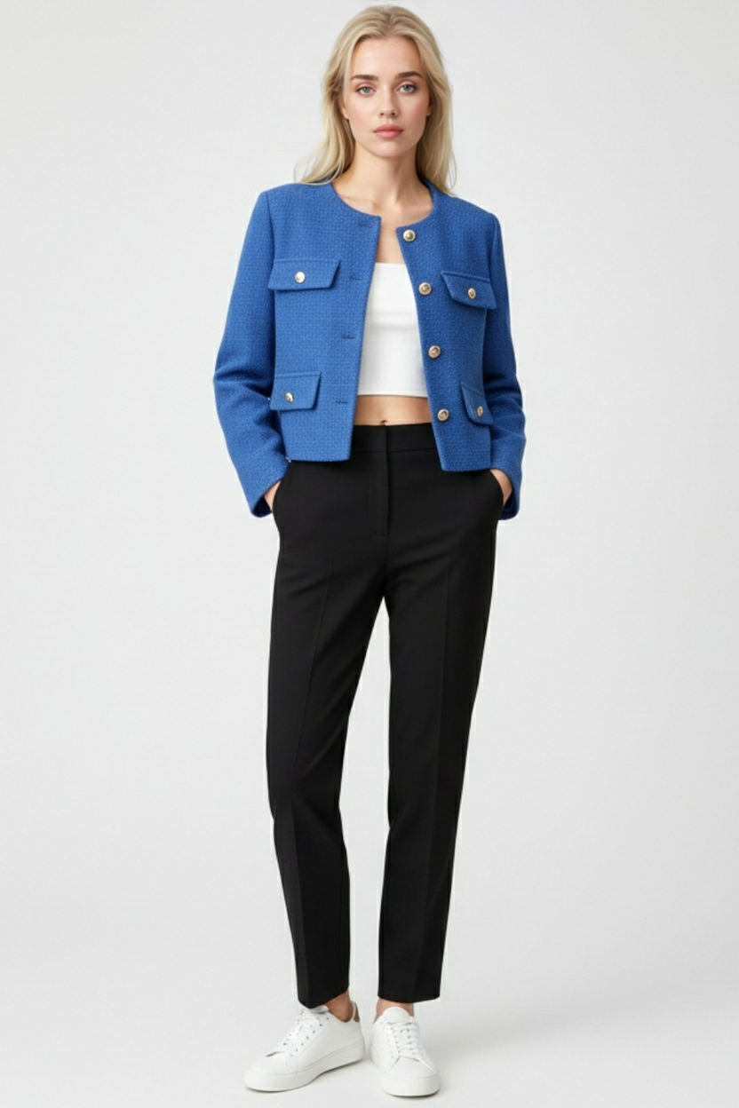 Blauw Wintershortjack voor Dames