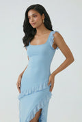 Blue High Slit Evening Maxi Dress
