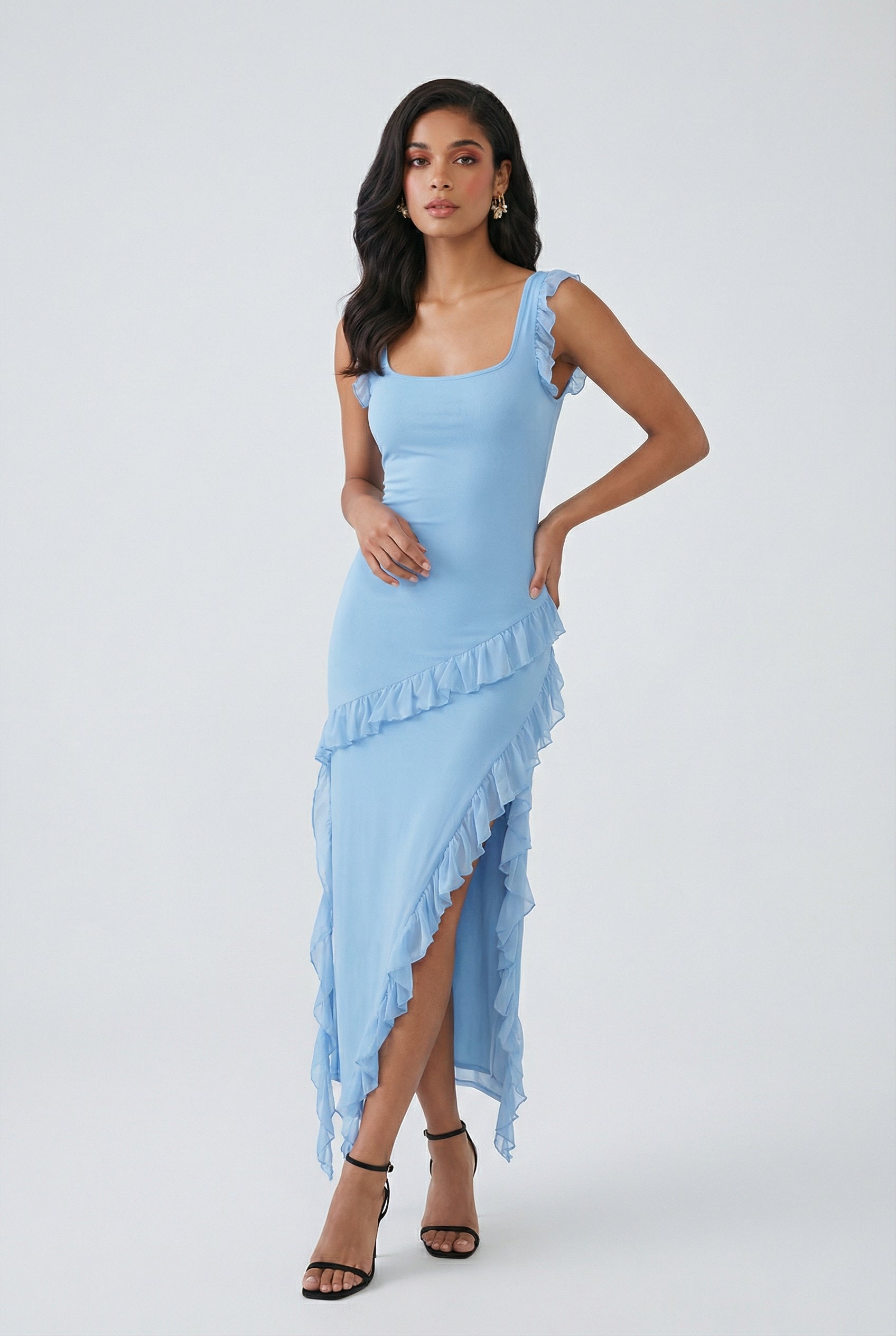 Blue High Slit Evening Maxi Dress – Women's Sexy Backless Summer Party Dress