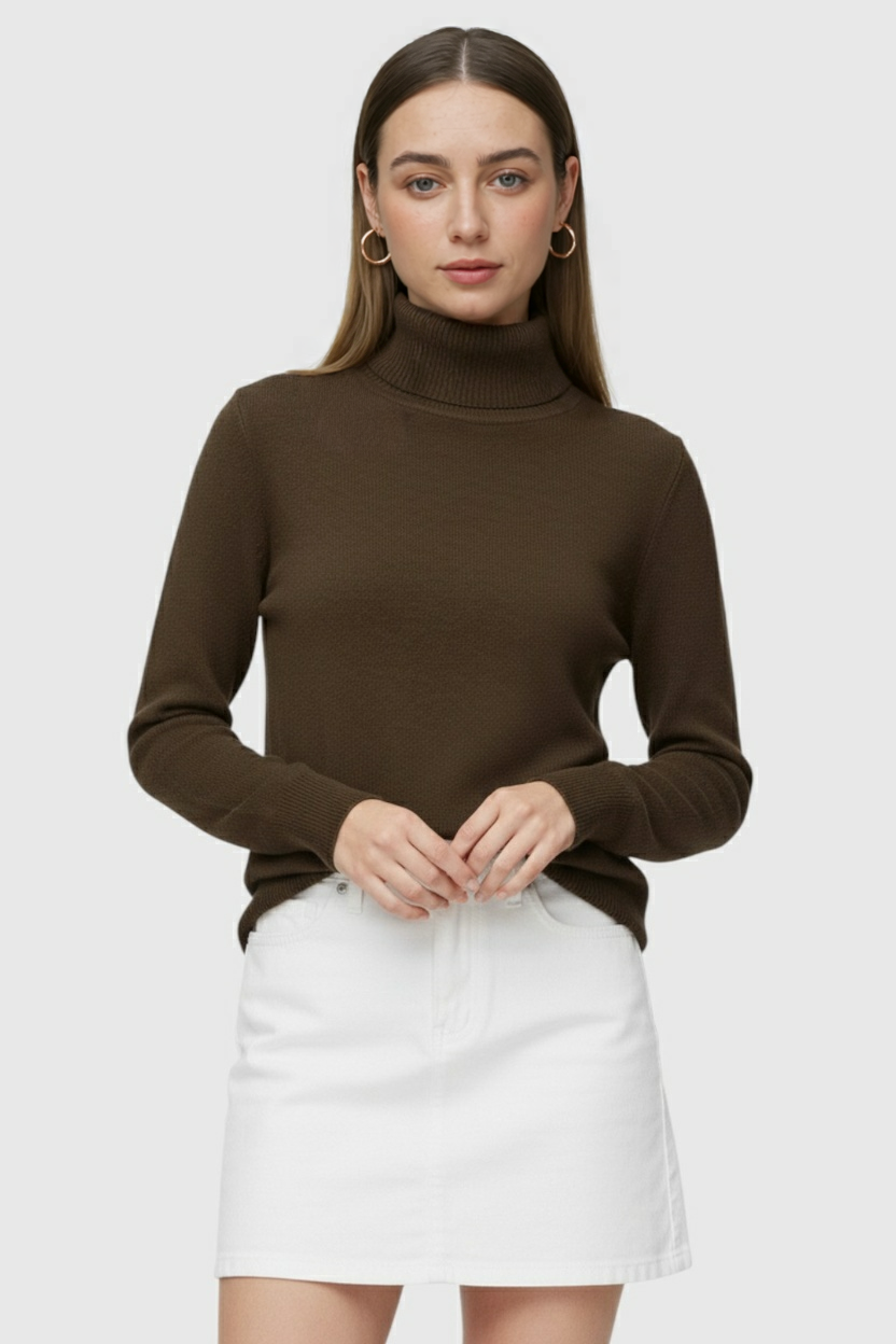 Bruin Fleece Gevoerde Thermische Coltrui