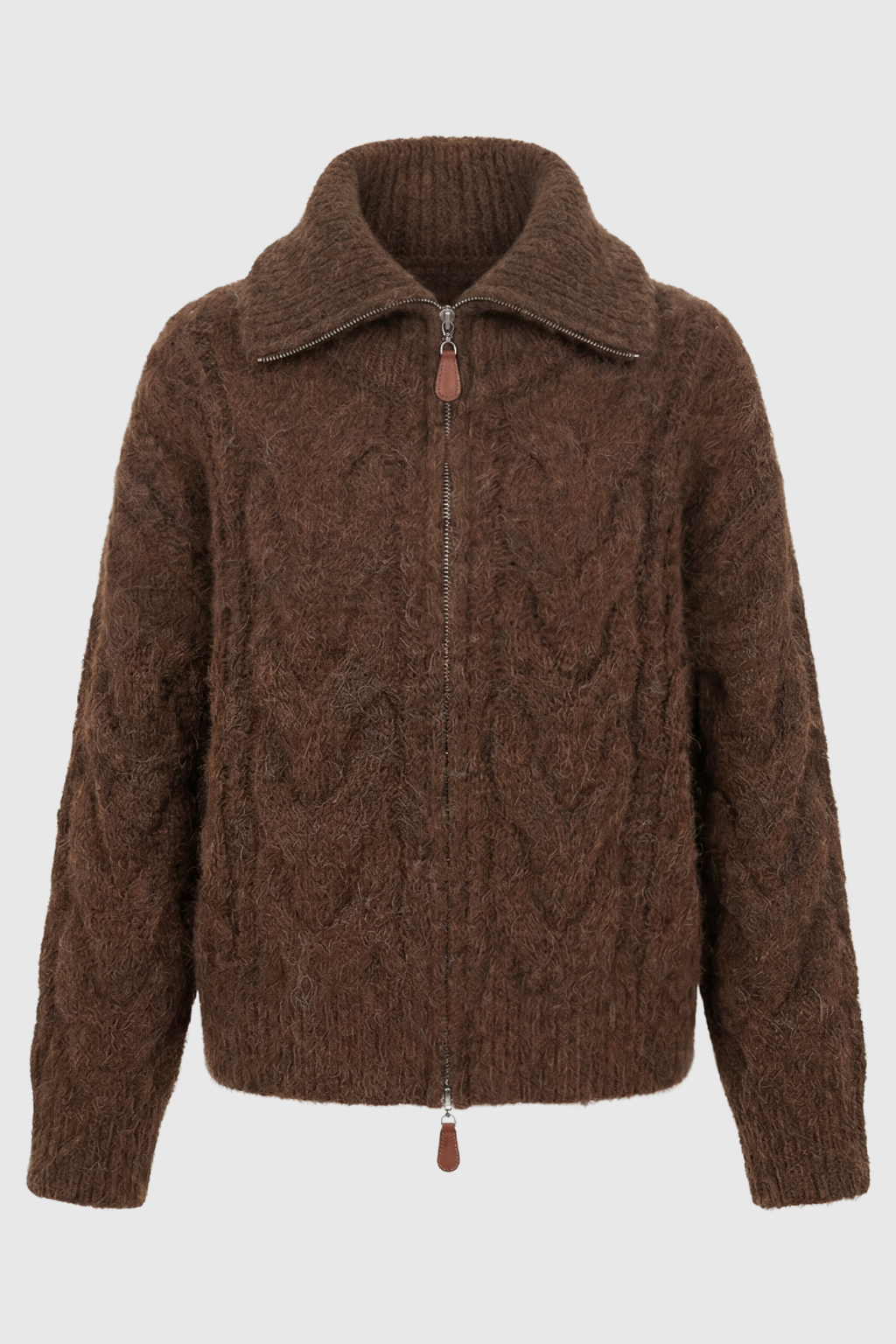 Women's Brown Cardigan with Zipper - Brown | Vanda Liamo