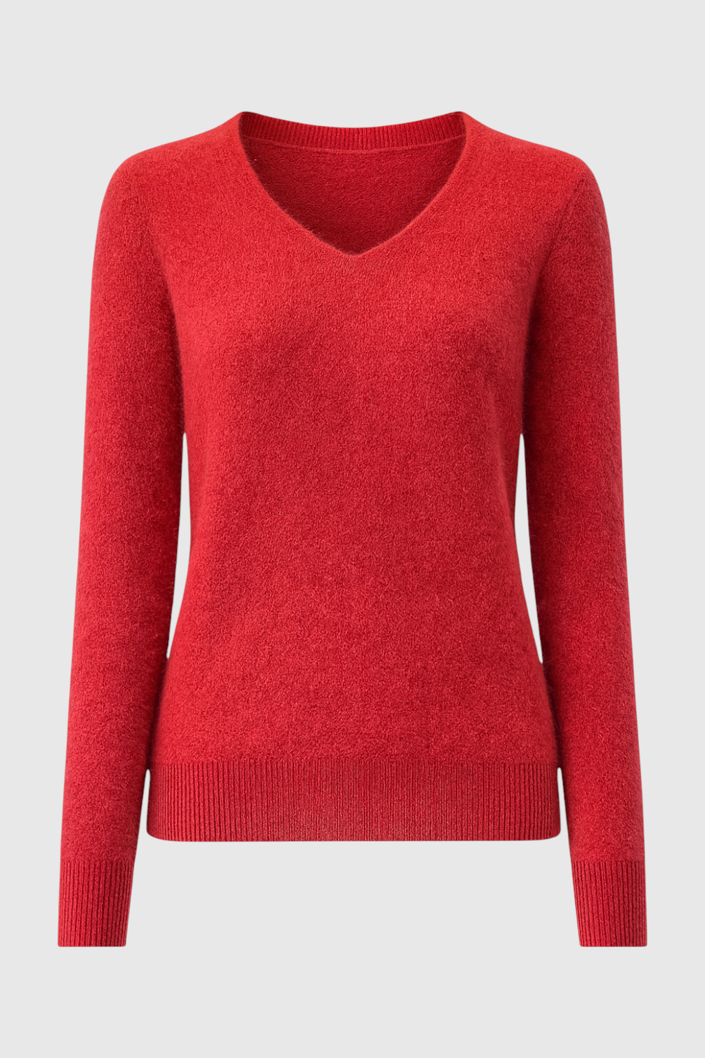 Dames Rood Merinowollen V-hals Trui