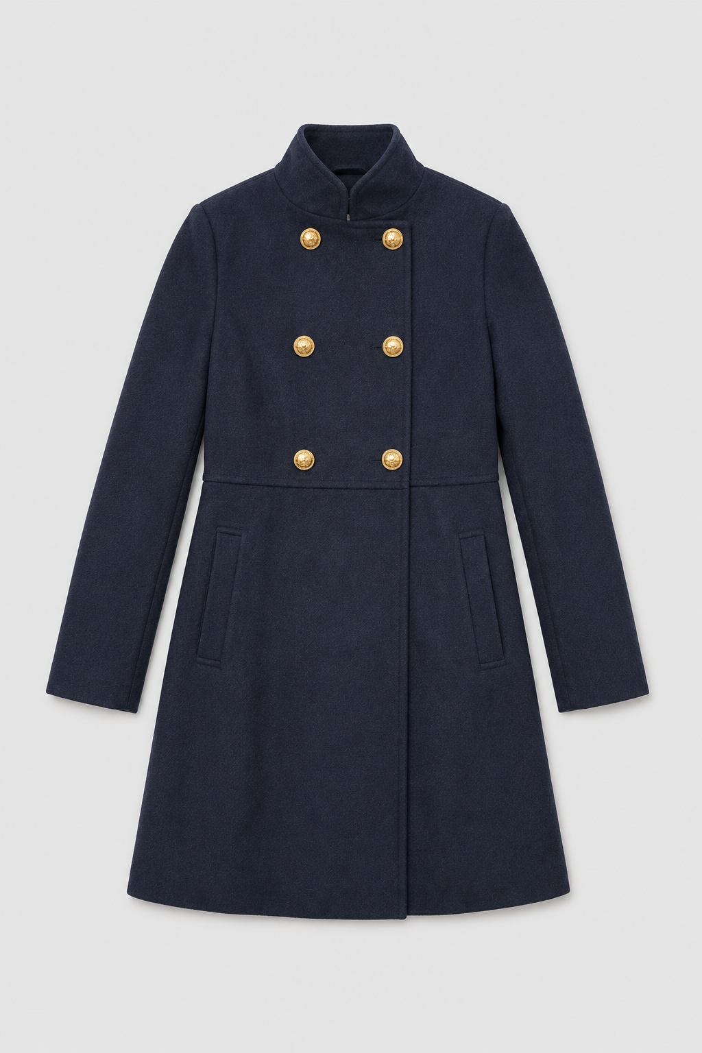 Women's Black Double-Breasted Winter Coat