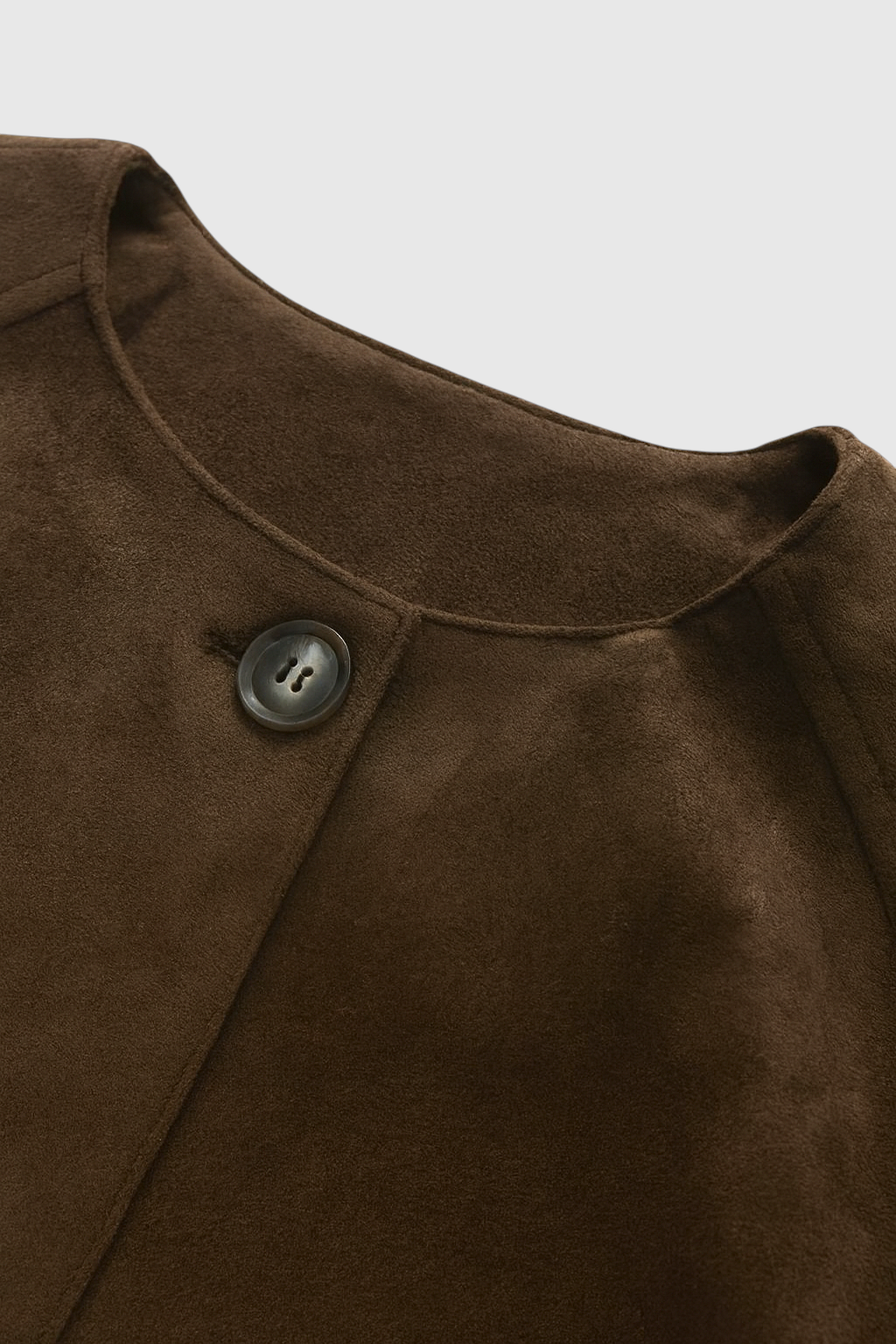 Dames Elegante Ronde Hals Jasje - Koffie