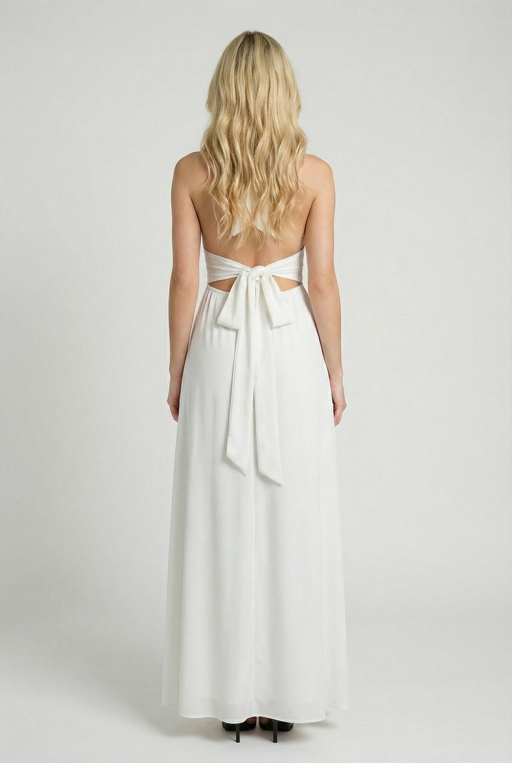 White Backless Maxi Dress for Women
