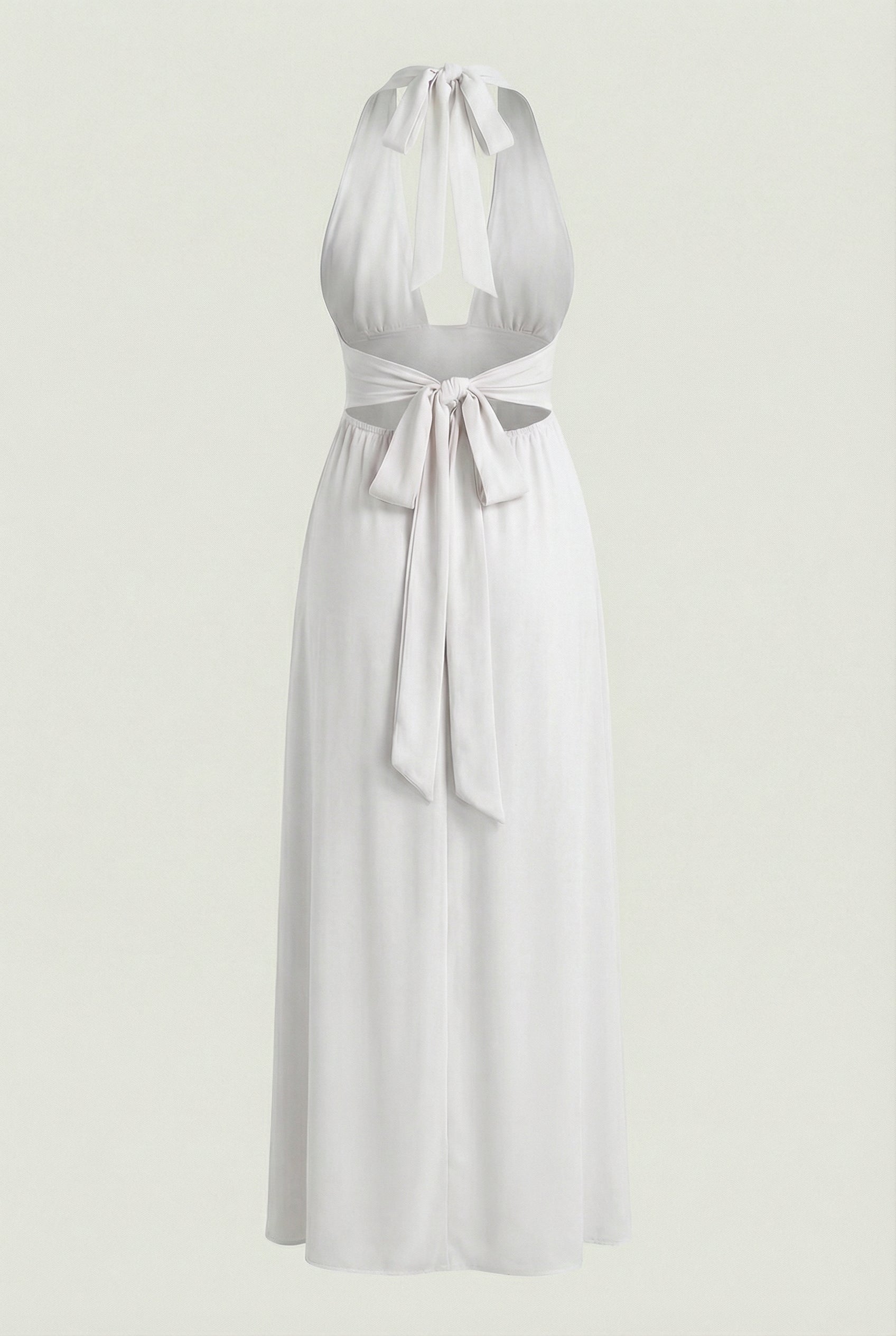 White Backless Maxi Dress for Women