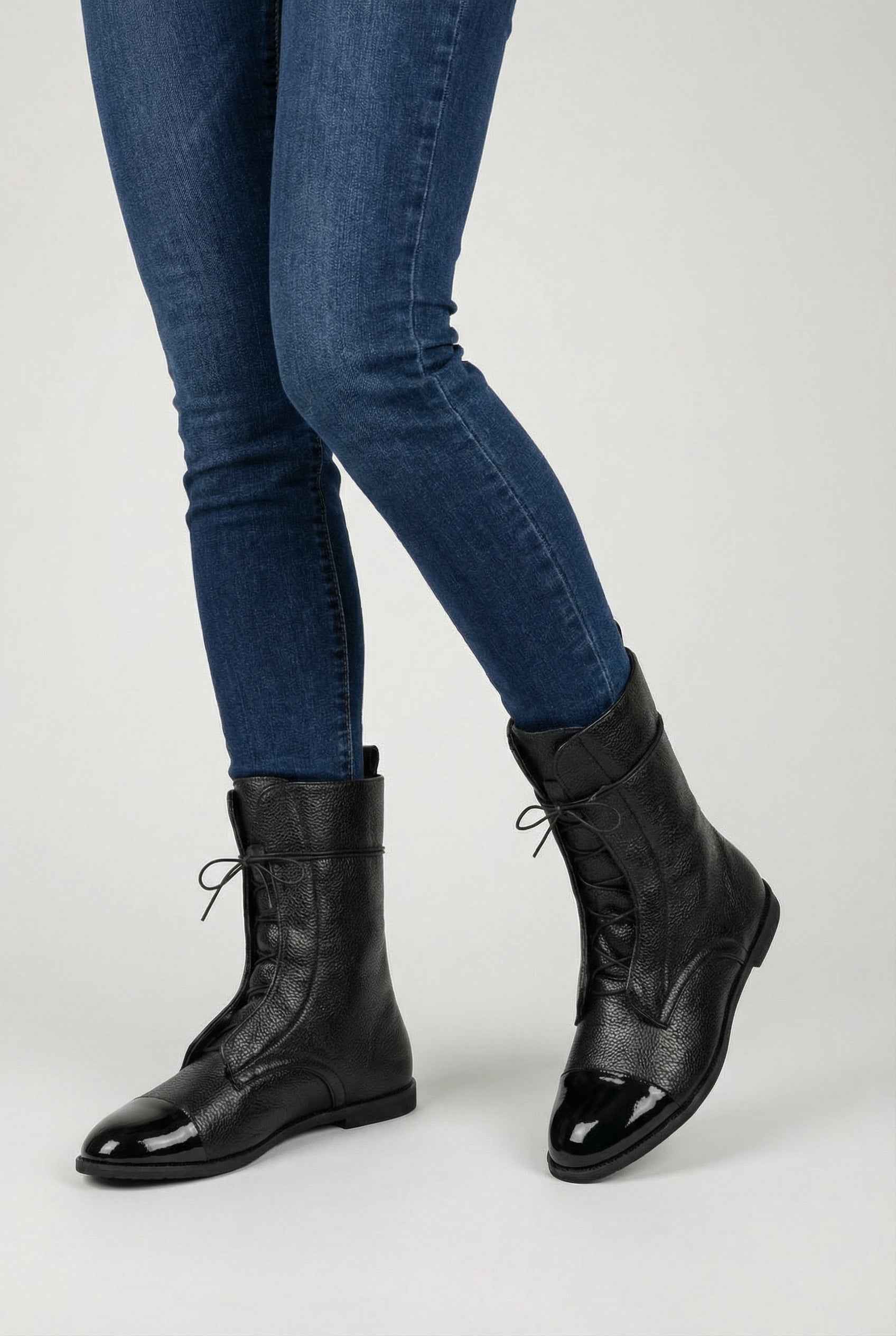 Classic Black Lace-Up Boots for Women