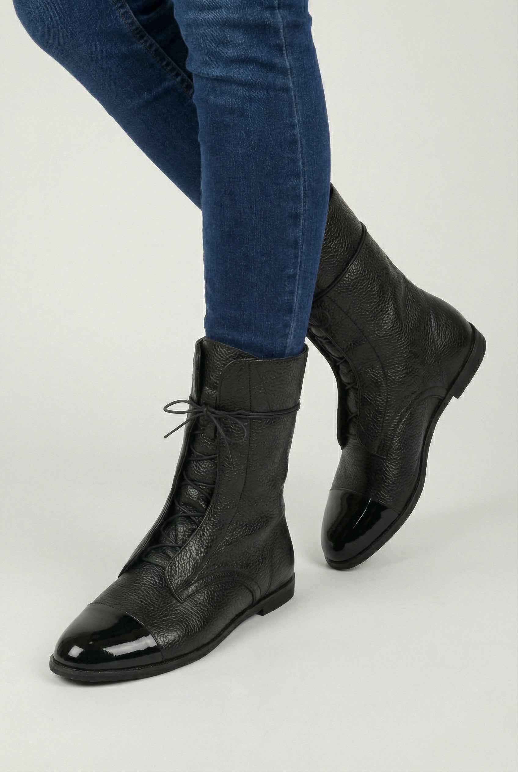 Classic Black Lace-Up Boots for Women