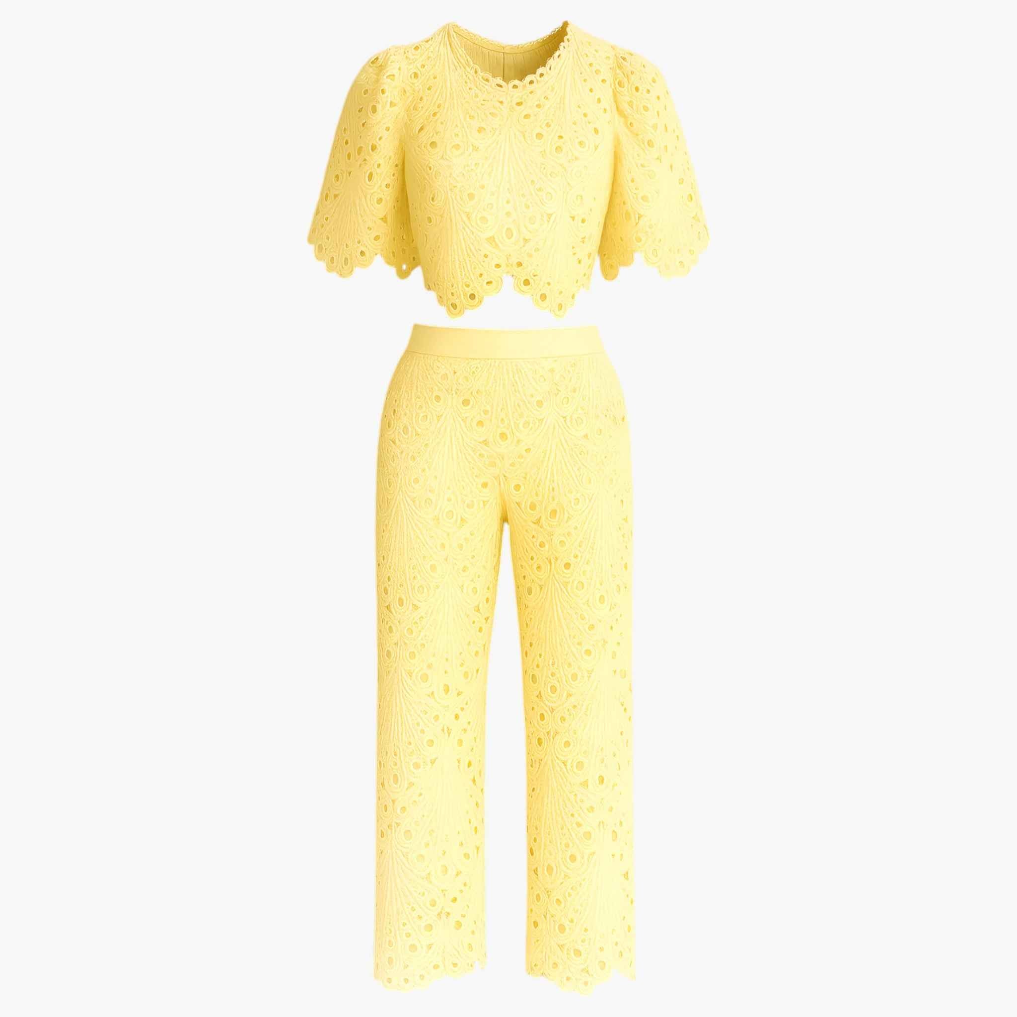 Dames Sets : Dames Elegante Tweedelig Set - Geel in Geel van Vanda Liamo