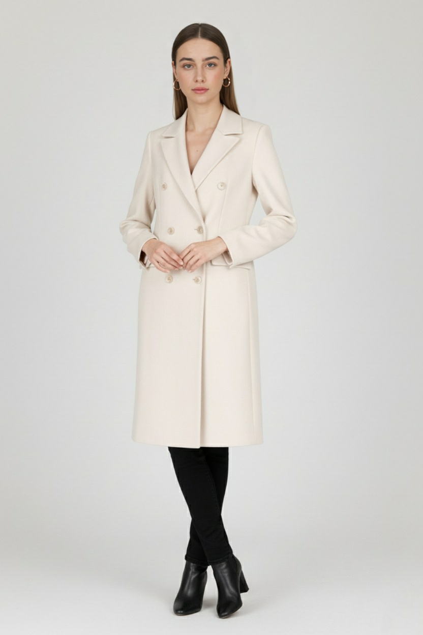 Dames Abrikoos Wollen Jas