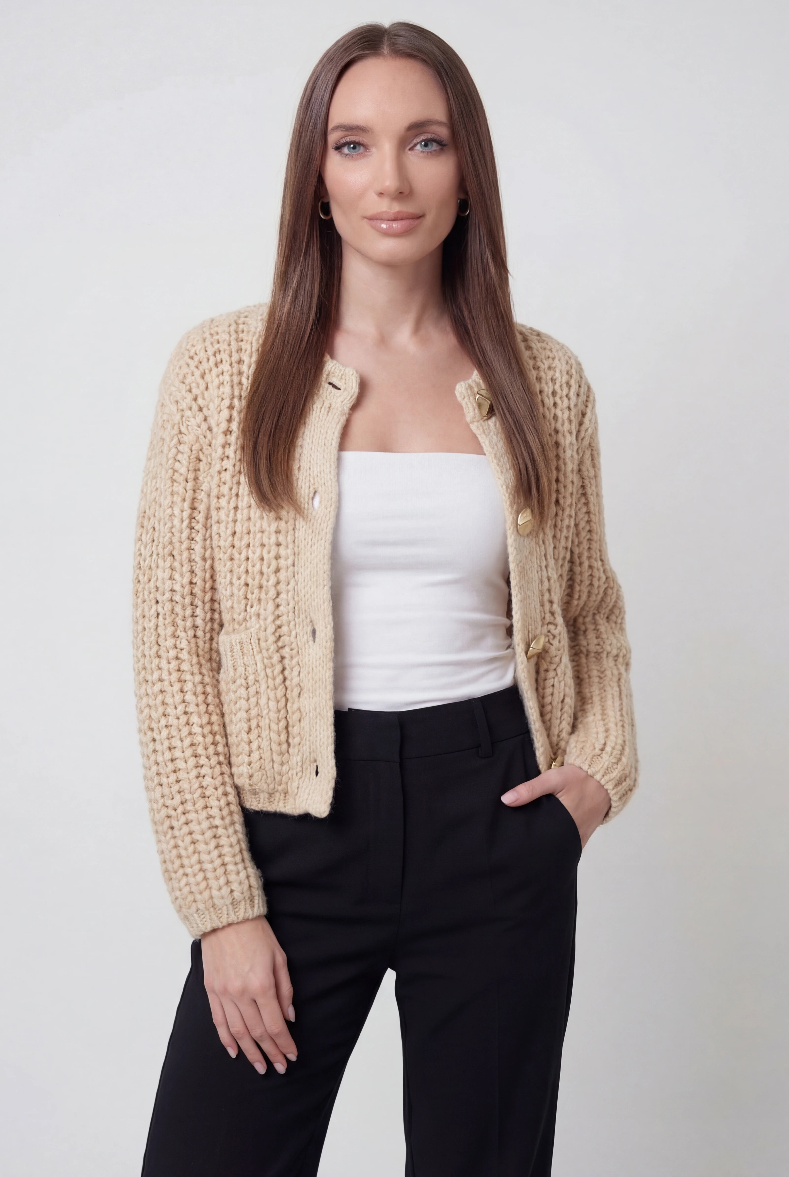 Dames Beige Gebreid Vestje