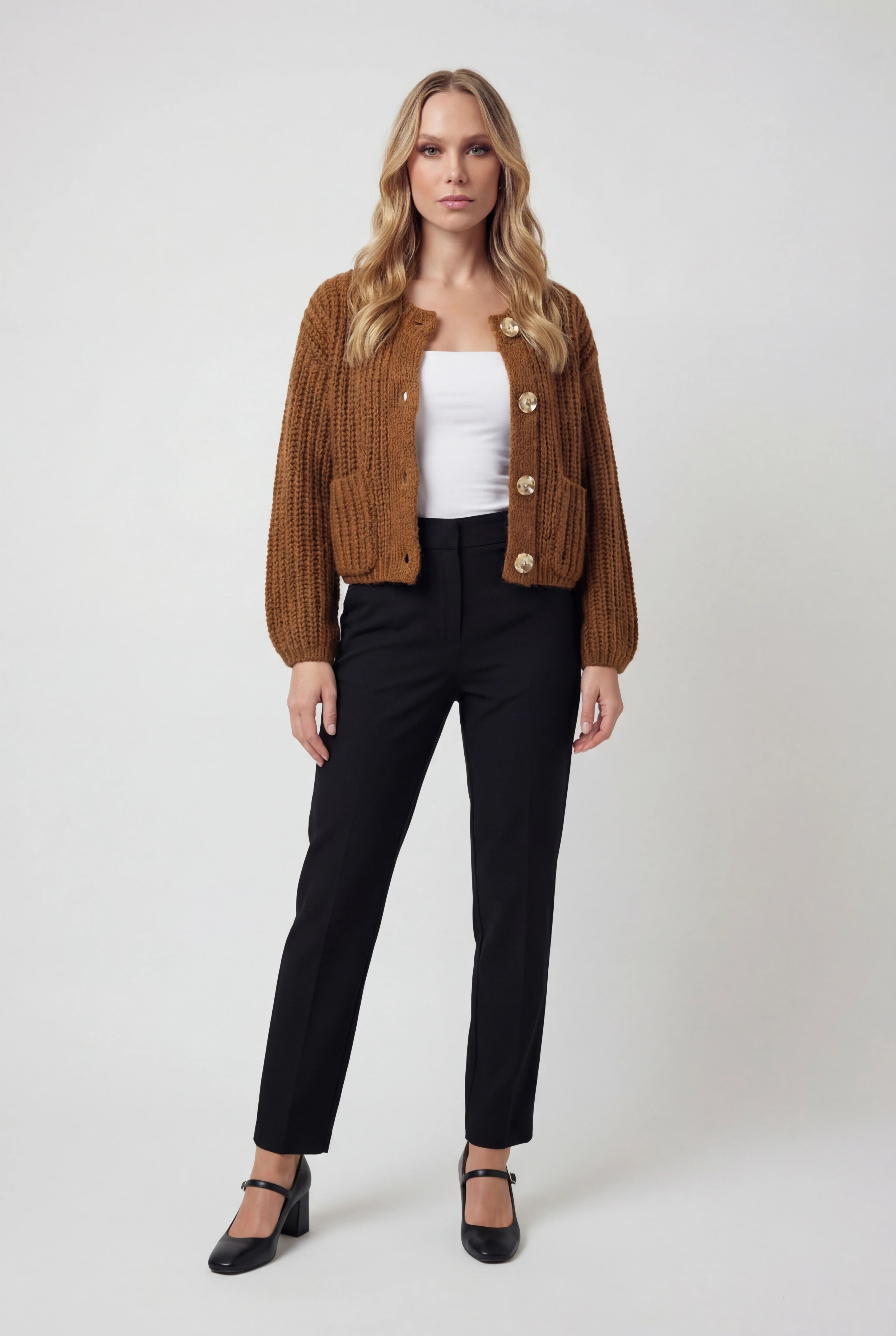 Dames Bruin Gebreid Vestje