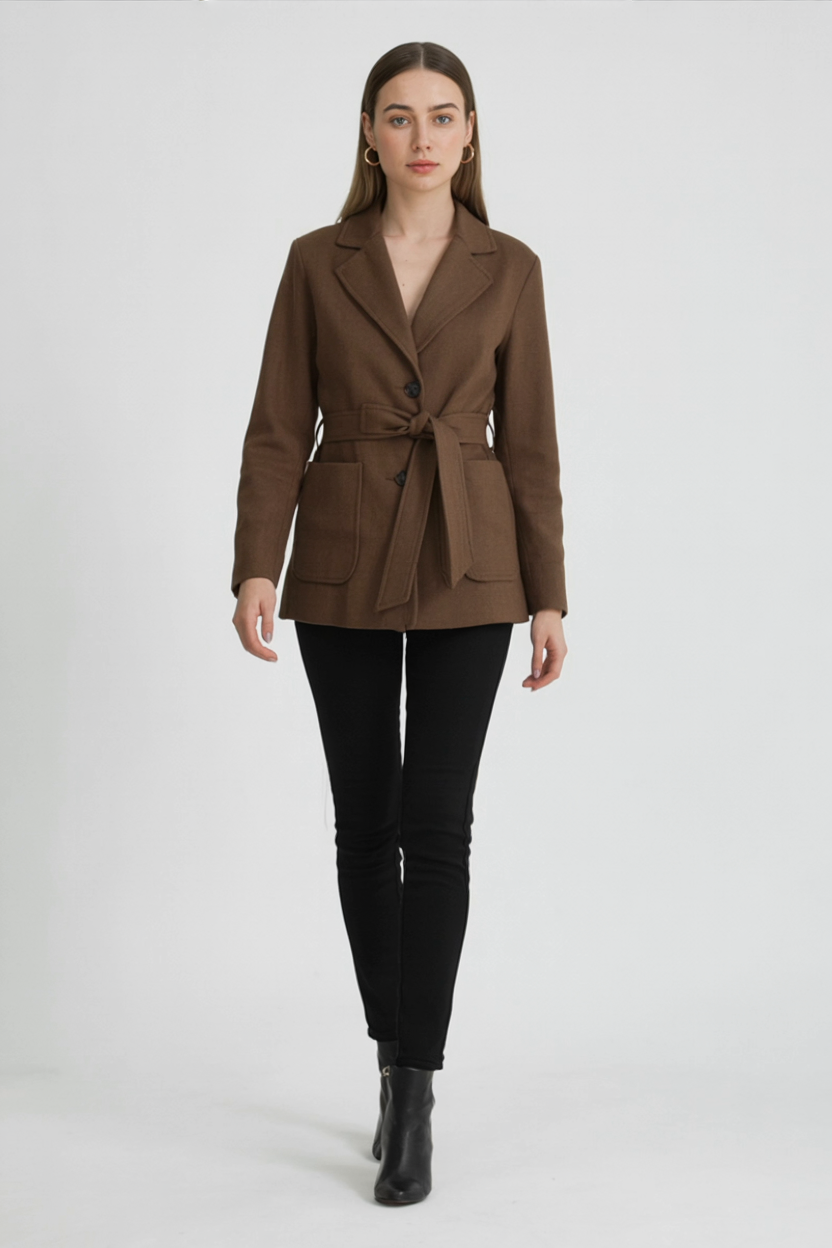Dames Bruin Trenchcoat Met Riem