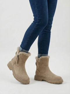 Damskie brązowe wodoodporne ocieplane buty zimowe z antypoślizgową podeszwą