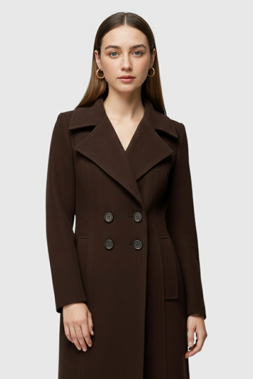 Dames Bruin Wol Trenchcoat