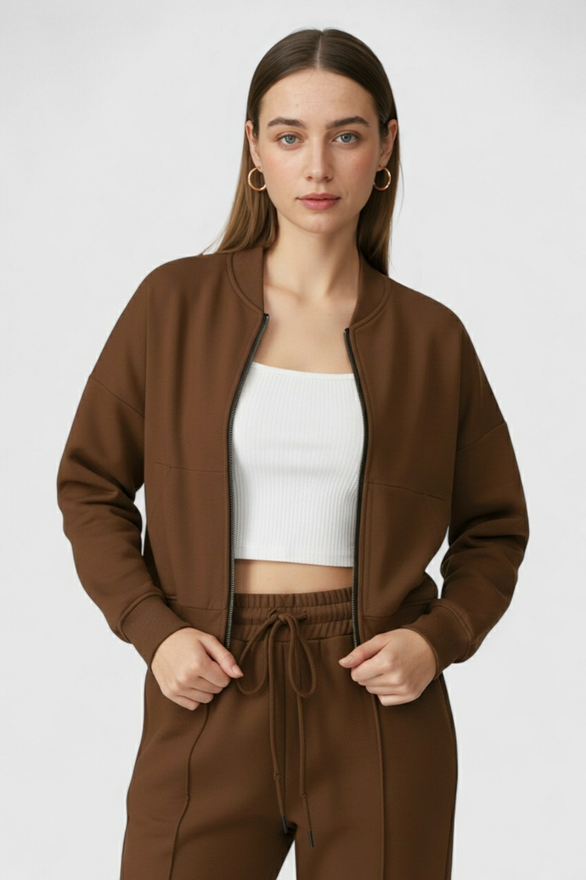 Dames Casual Bruin Sweatshirt Broek Set