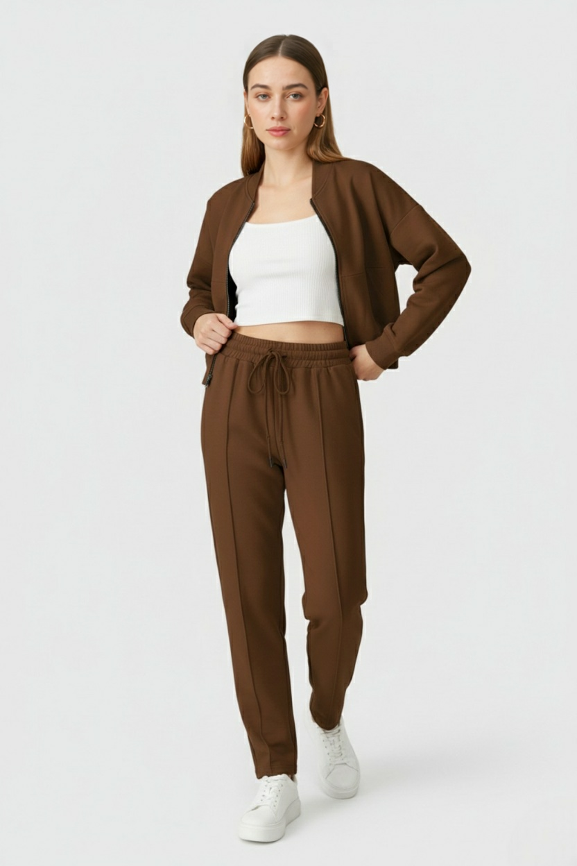 Dames Casual Bruin Sweatshirt Broek Set