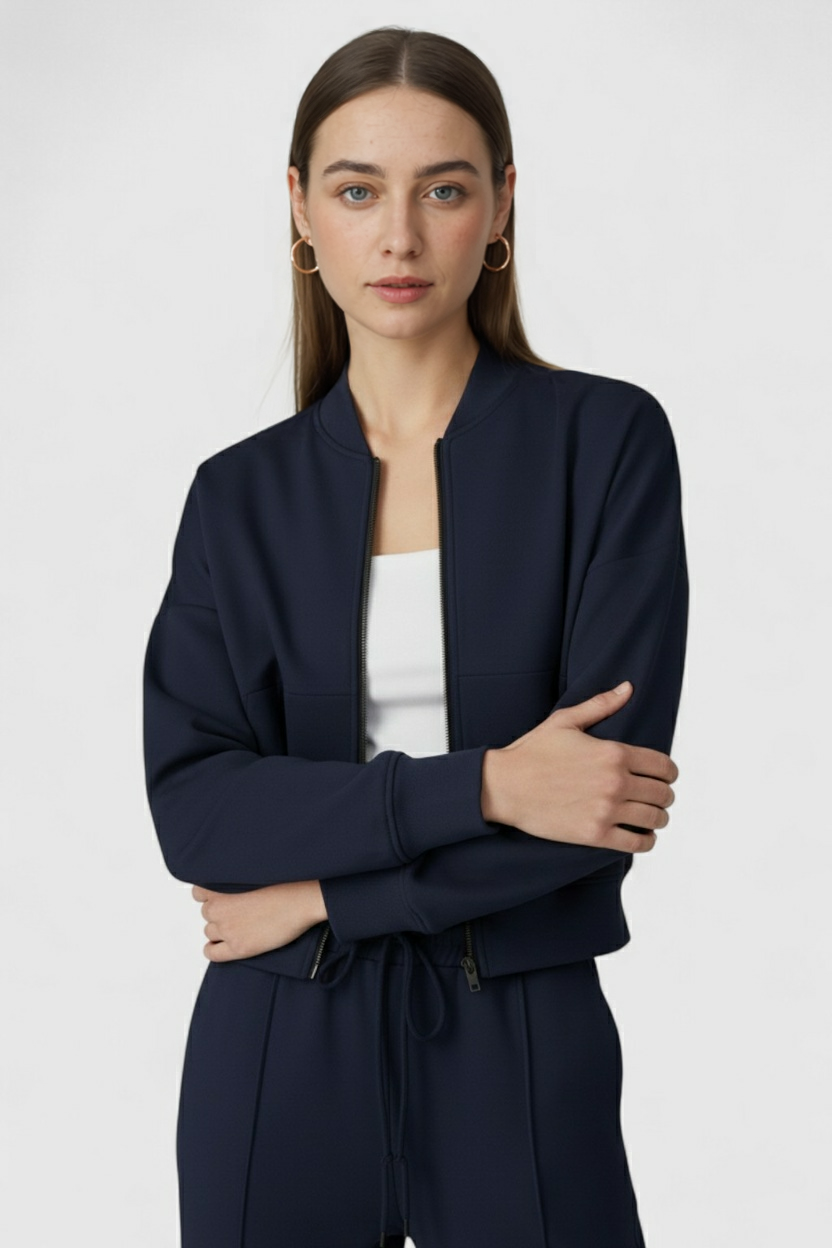 Dames Casual Donkerblauw Sweatshirt Broek Set