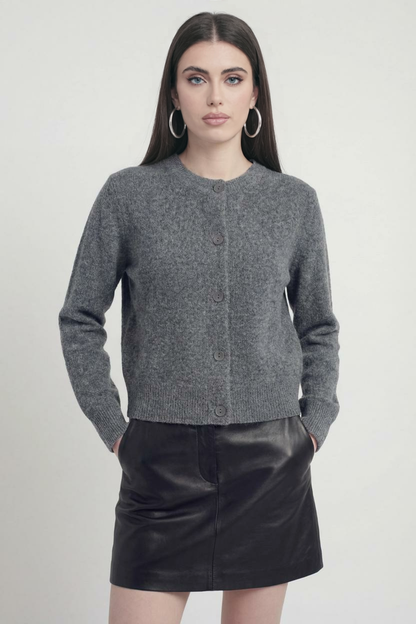 Women's Casual Gray Knit Cardigan | Vanda Liamo